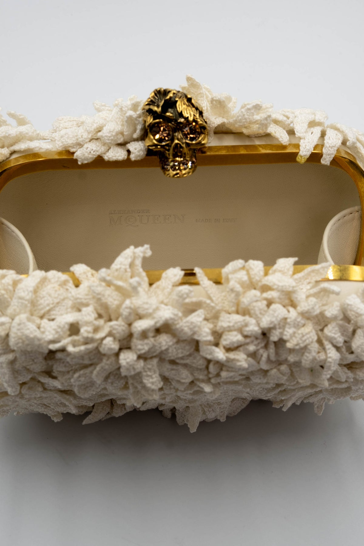 Alexander McQueen Glory Gold Skull Flower Applique Minaudiere Size Small 2010s