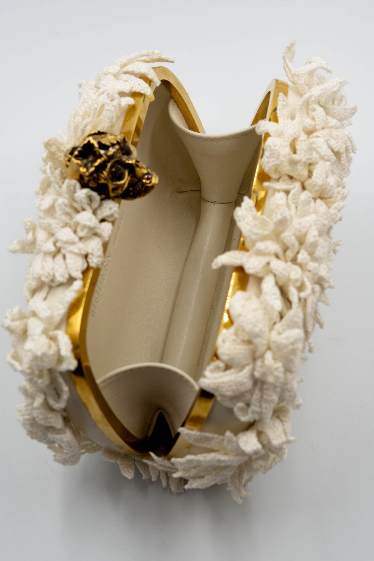 Alexander McQueen Glory Gold Skull Flower Applique Minaudiere Size Small 2010s