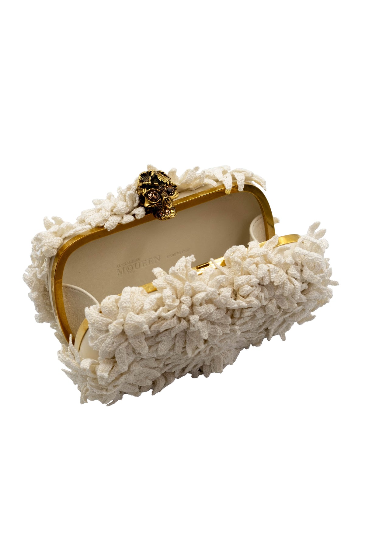 Alexander McQueen Glory Gold Skull Flower Applique Minaudiere Size Small 2010s
