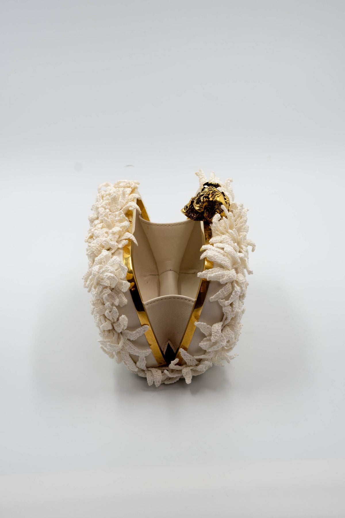 Alexander McQueen Glory Gold Skull Flower Applique Minaudiere Size Small 2010s