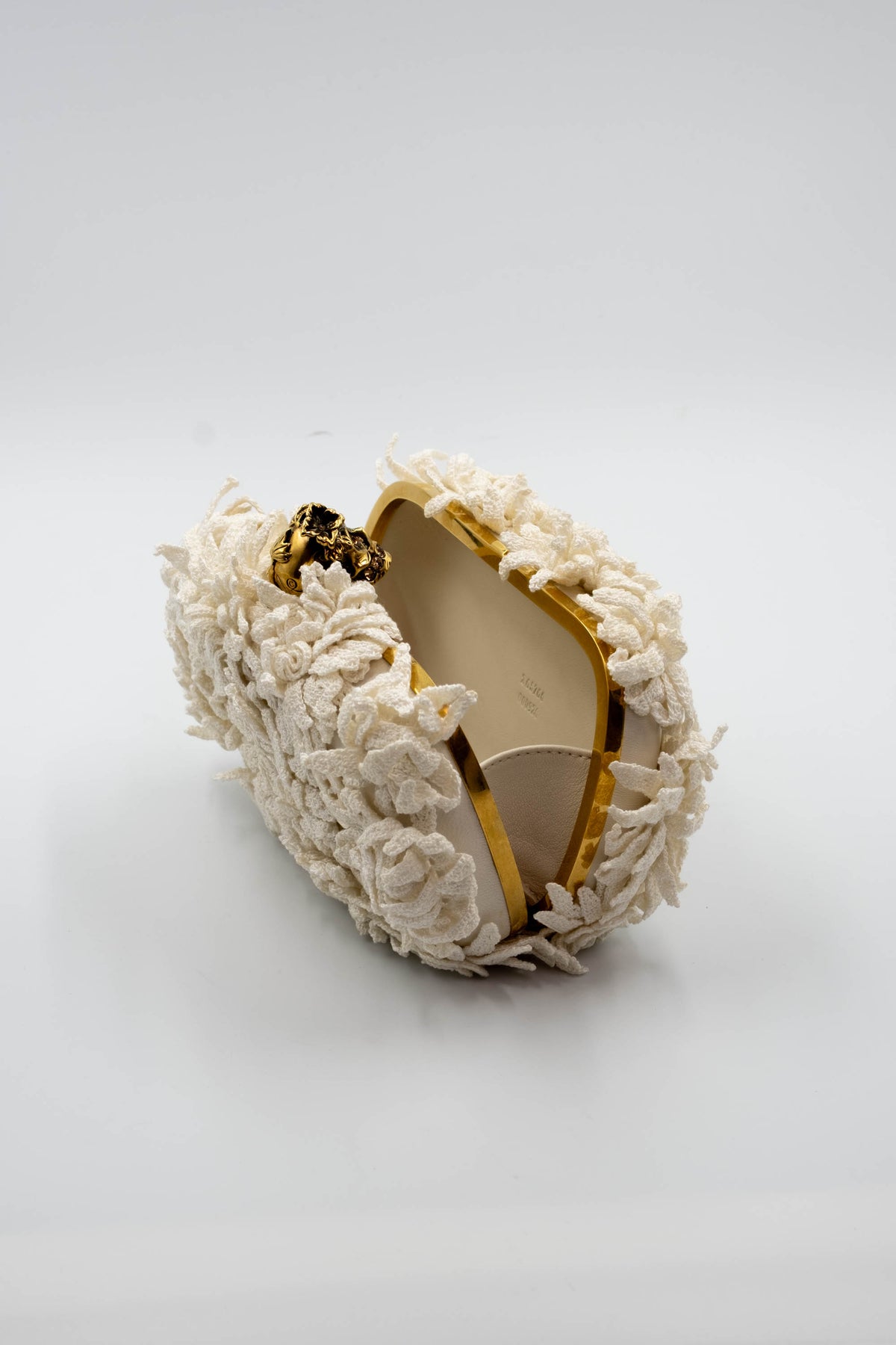 Alexander McQueen Glory Gold Skull Flower Applique Minaudiere Size Small 2010s