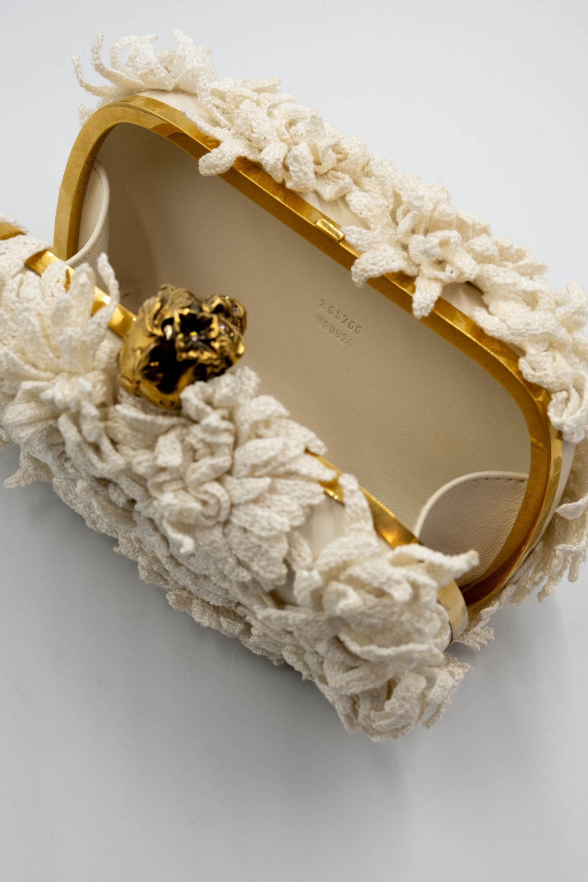 Alexander McQueen Glory Gold Skull Flower Applique Minaudiere Size Small 2010s