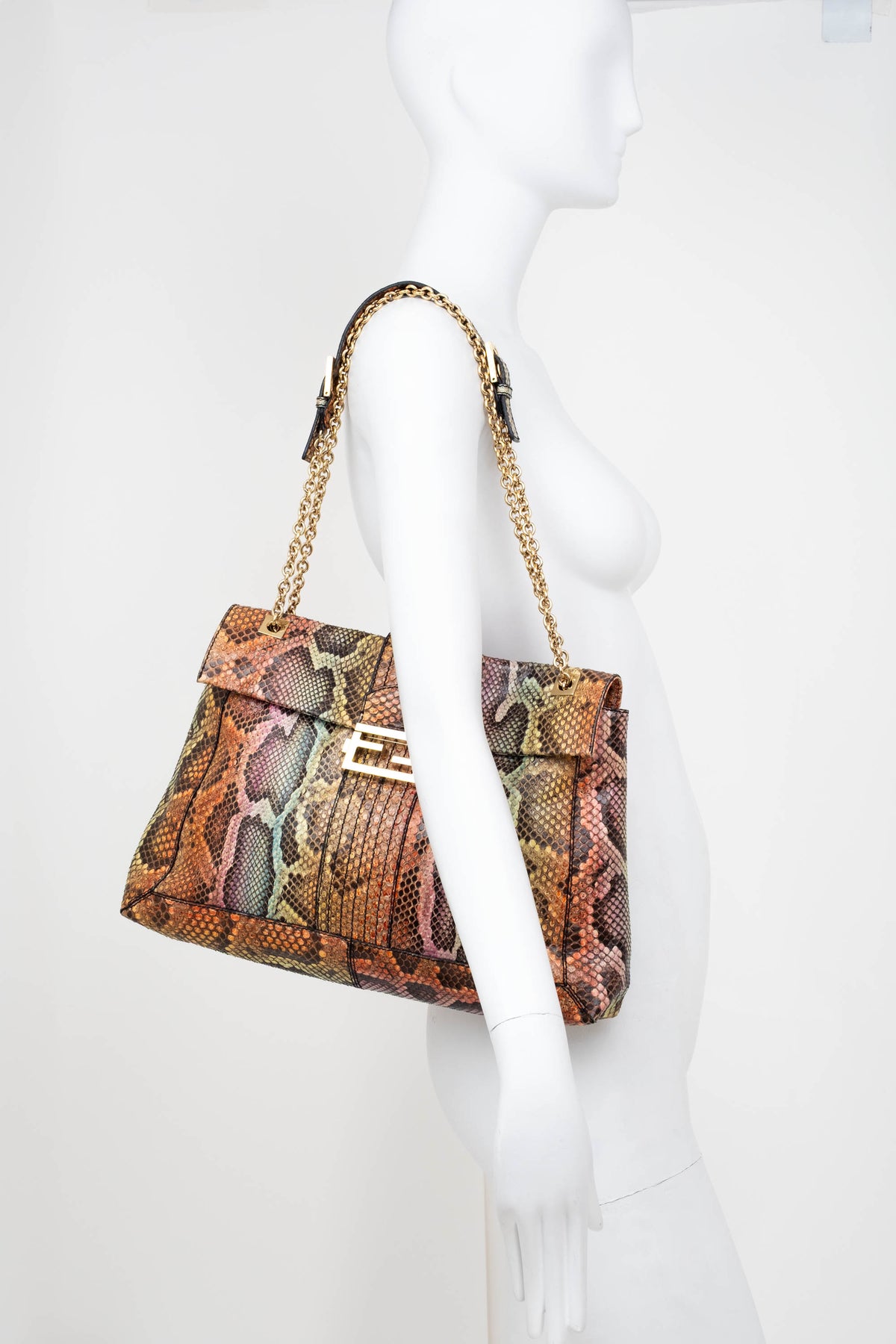 Fendi Rainbow Python Mama Baguette Purse