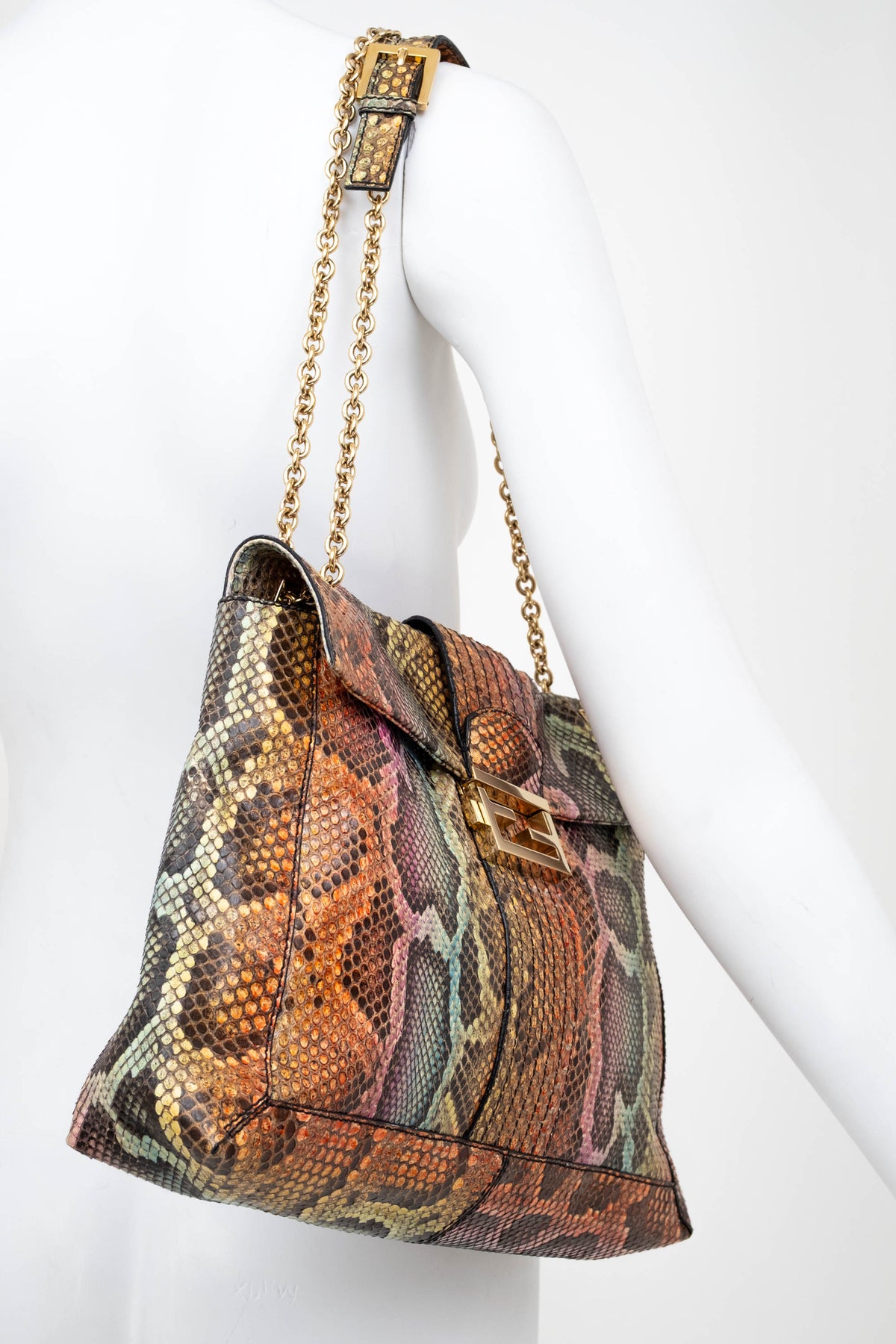 Fendi Rainbow Python Mama Baguette Purse
