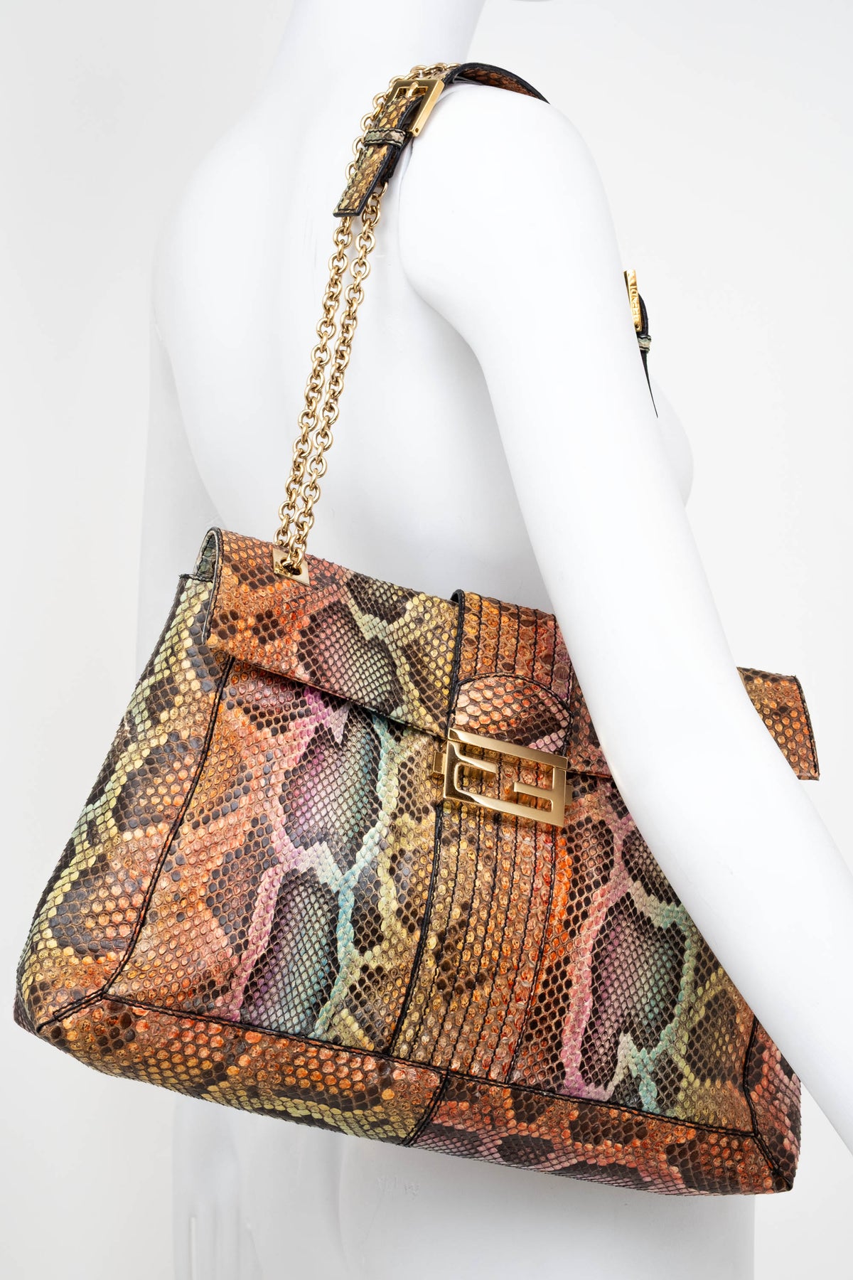 Fendi Rainbow Python Mama Baguette Purse