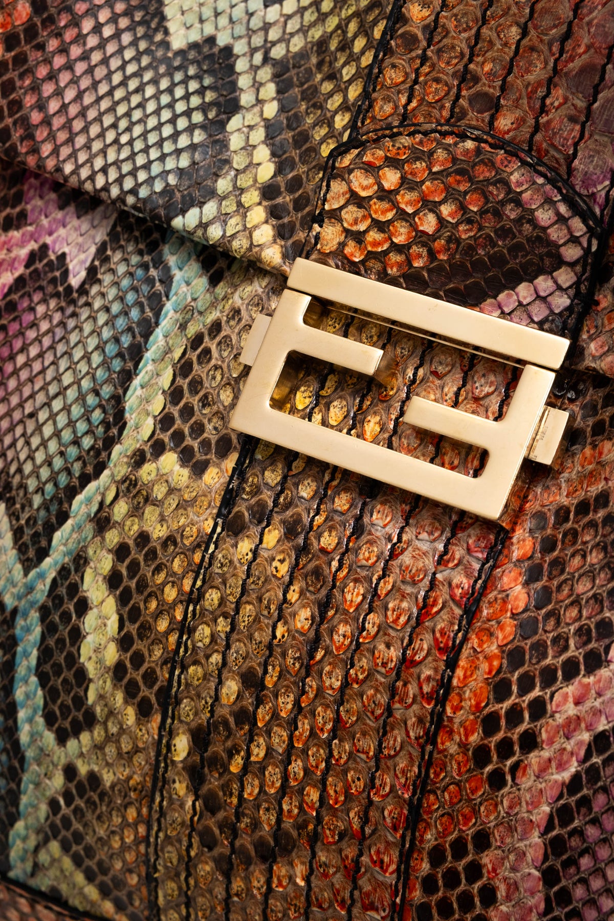 Fendi Rainbow Python Mama Baguette Purse