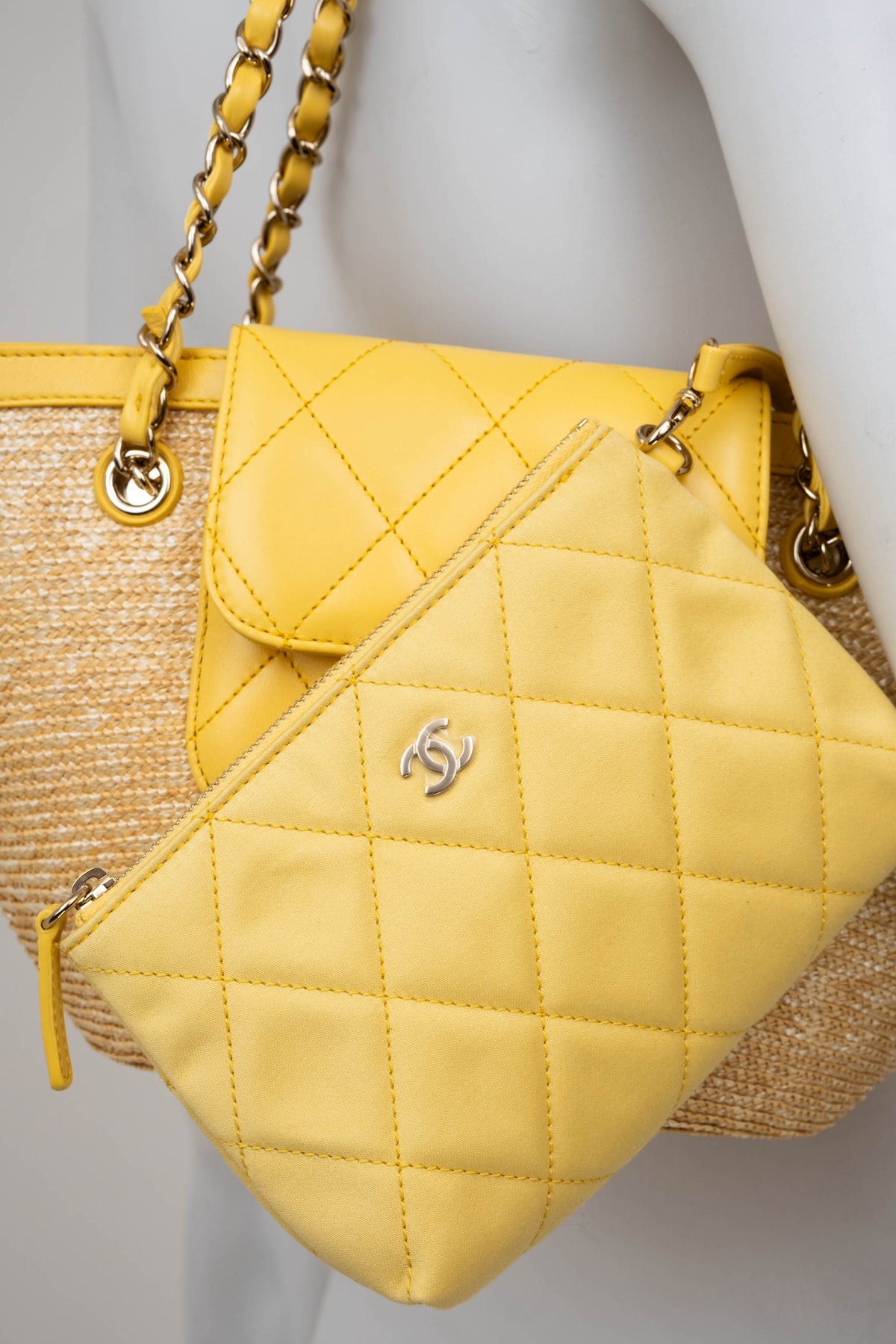Chanel Butter Yellow Woven Straw Tote With Quilted Leather Trim Cruise 2025