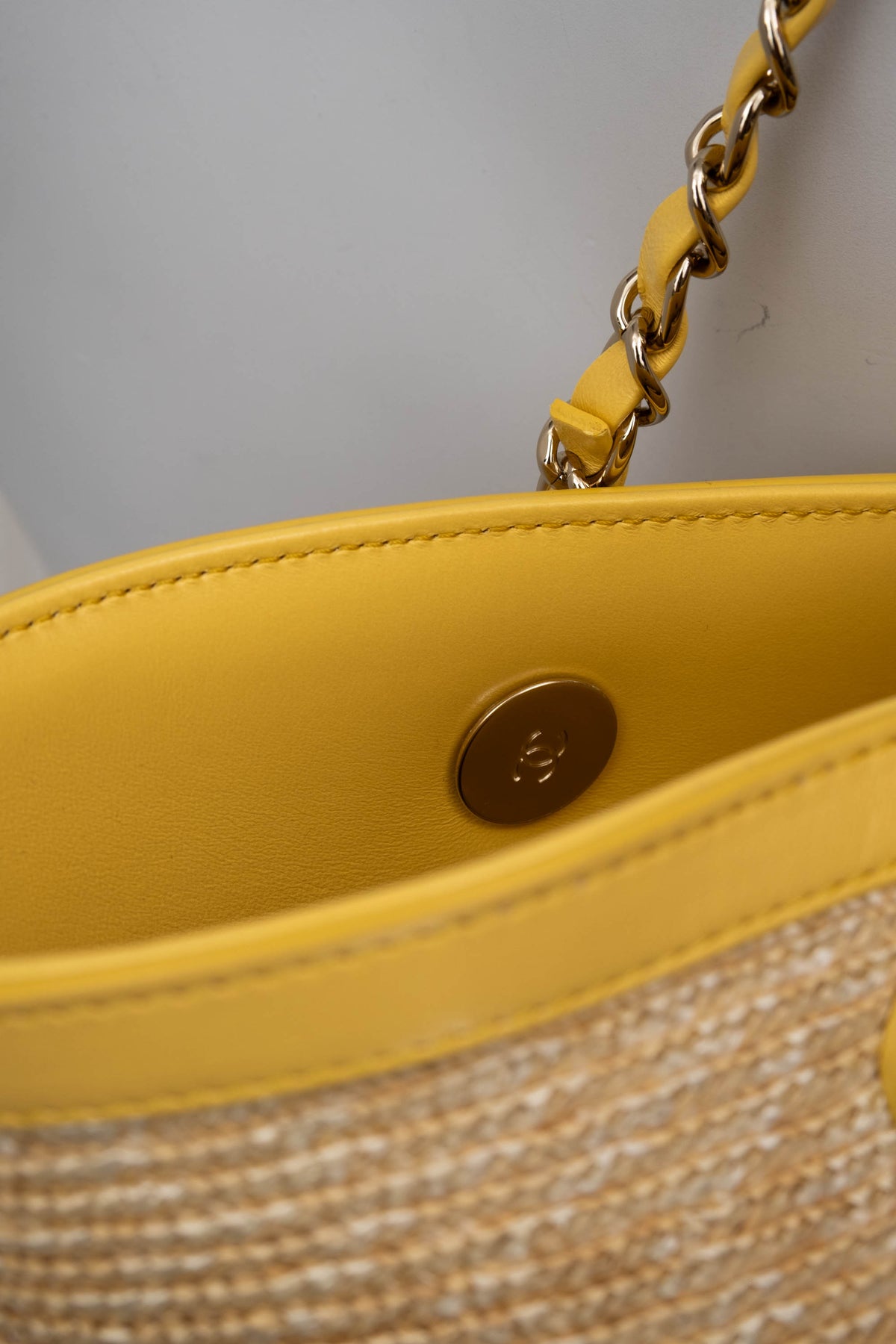 Chanel Butter Yellow Woven Straw Tote With Quilted Leather Trim Cruise 2025
