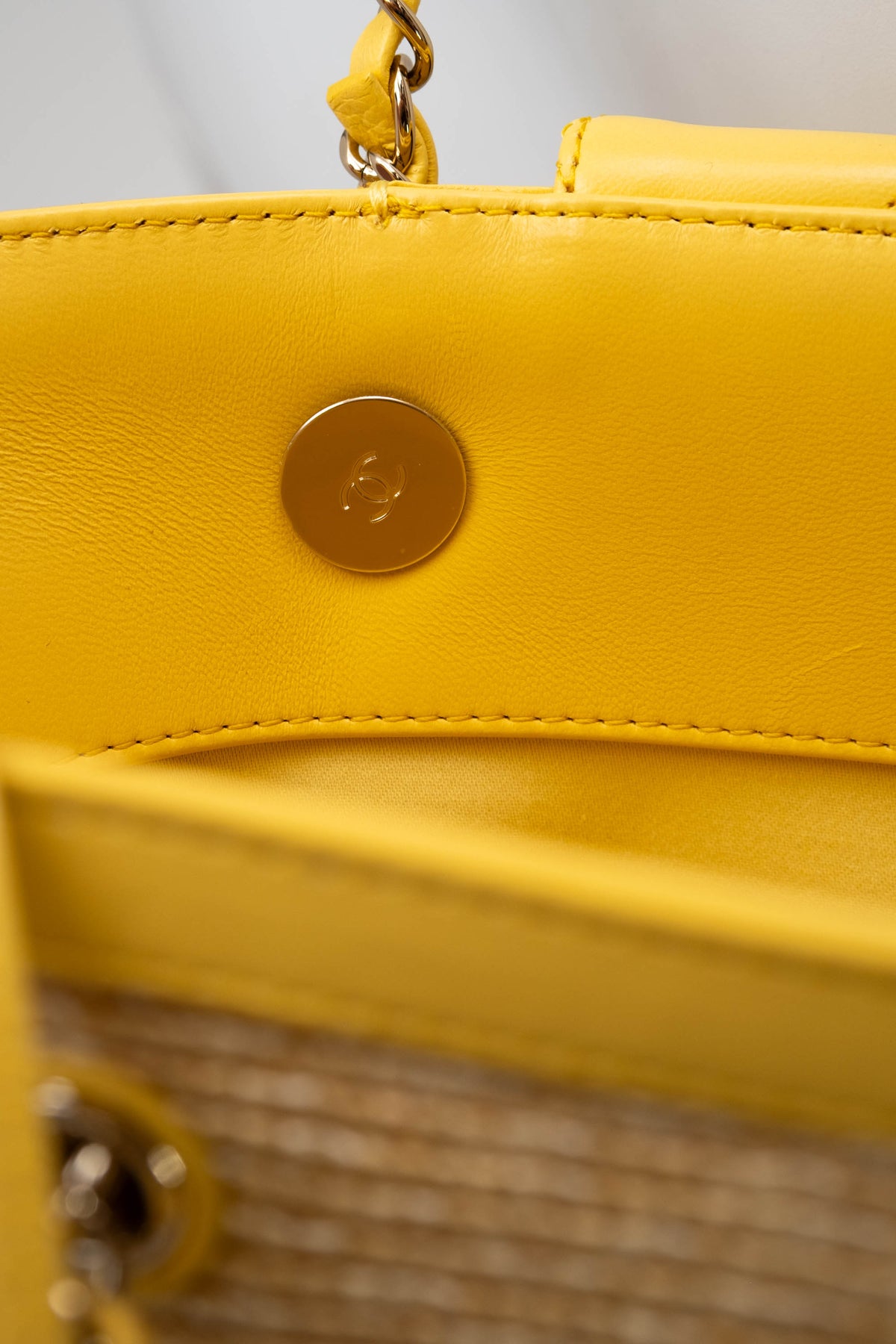 Chanel Butter Yellow Woven Straw Tote With Quilted Leather Trim Cruise 2025