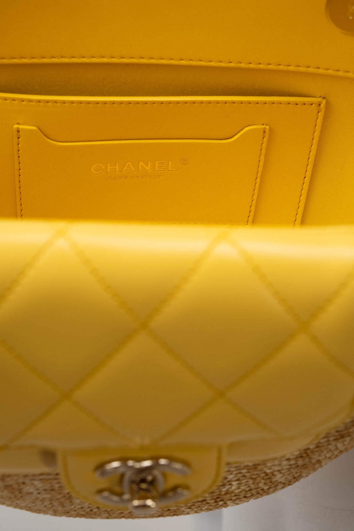 Chanel Butter Yellow Woven Straw Tote With Quilted Leather Trim Cruise 2025