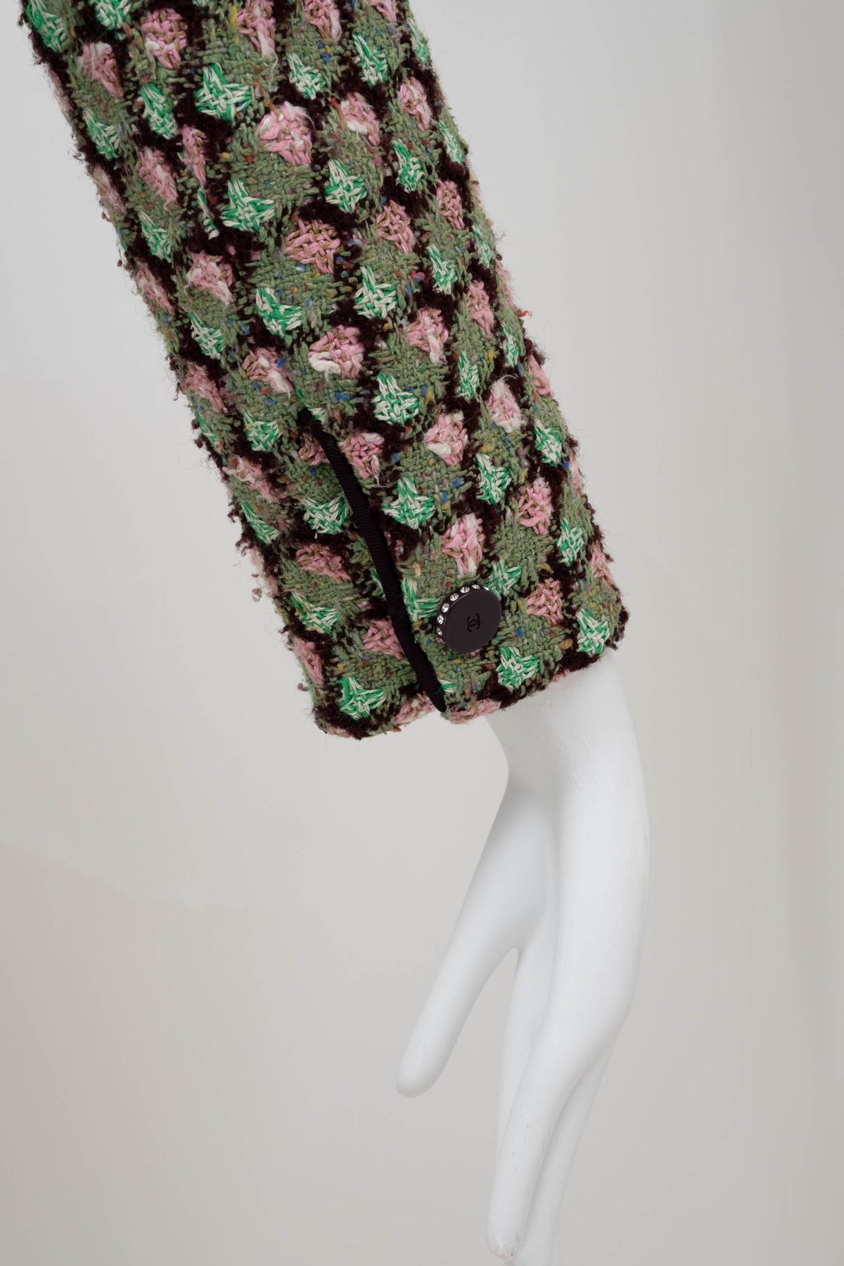 Chanel Green Brown and Pink Tweed Jacket Size 44