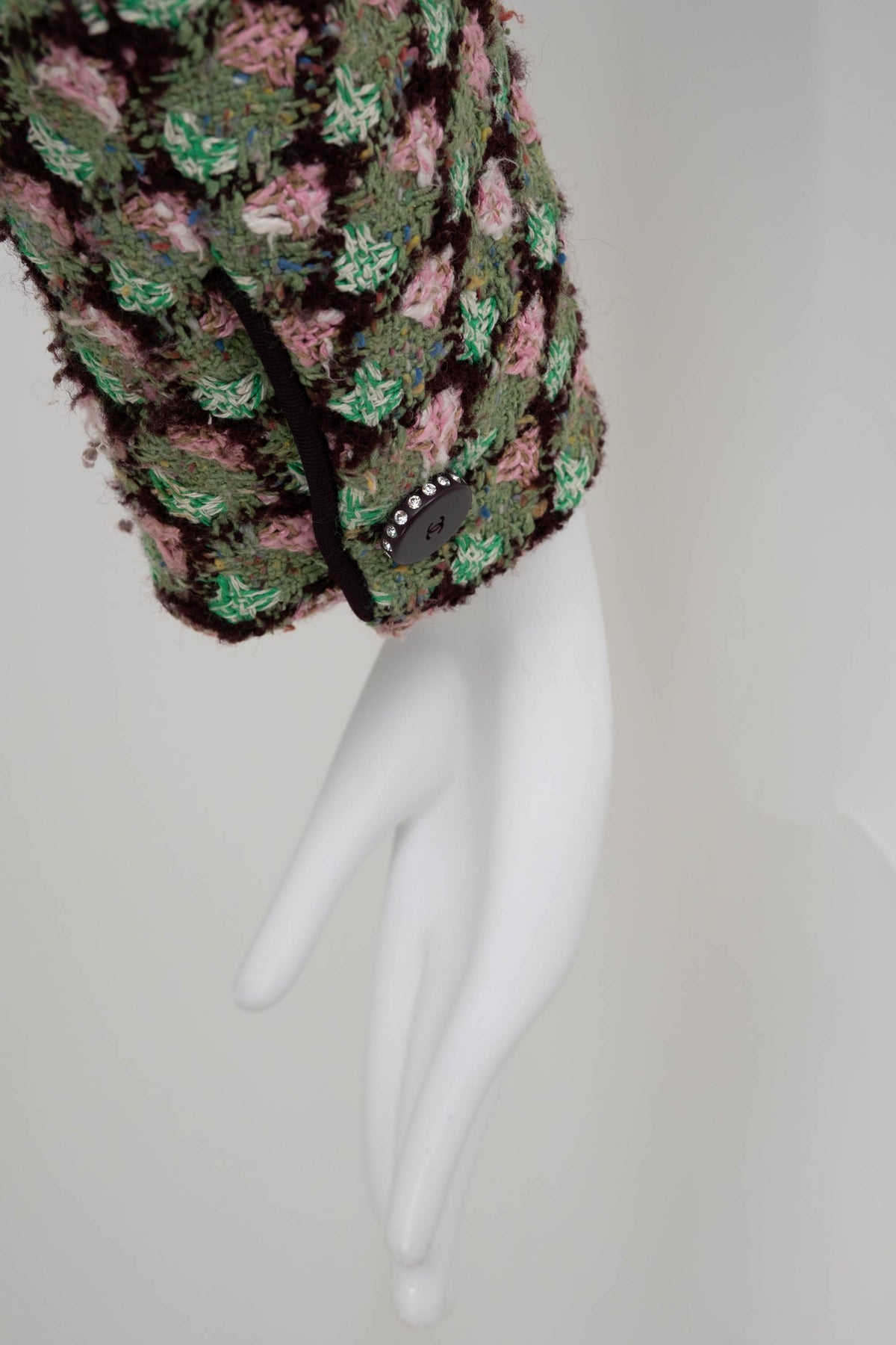 Chanel Green Brown and Pink Tweed Jacket Size 44