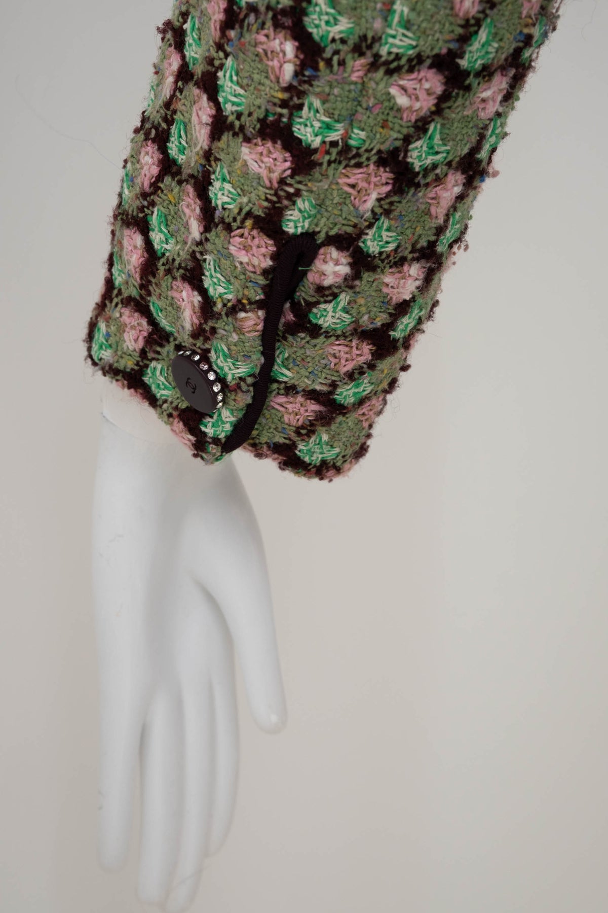 Chanel Green Brown and Pink Tweed Jacket Size 44