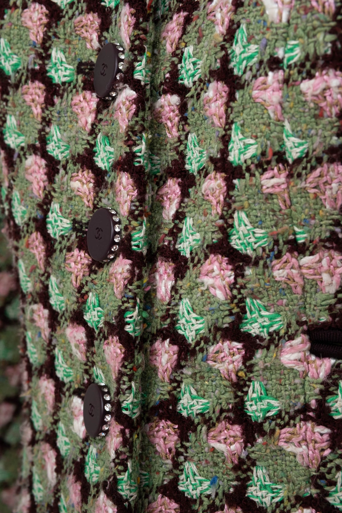 Chanel Green Brown and Pink Tweed Jacket Size 44