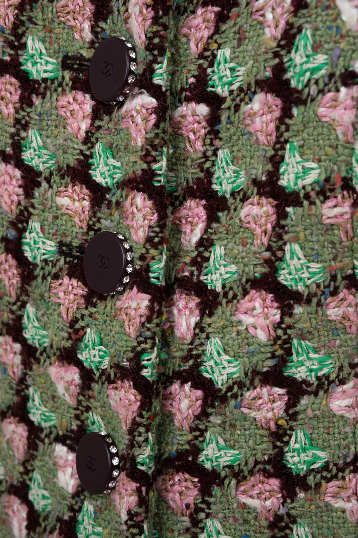 Chanel Green Brown and Pink Tweed Jacket Size 44