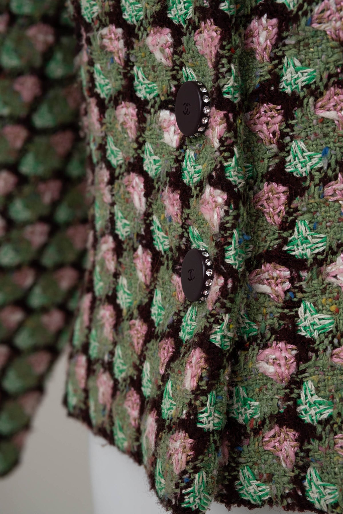 Chanel Green Brown and Pink Tweed Jacket Size 44