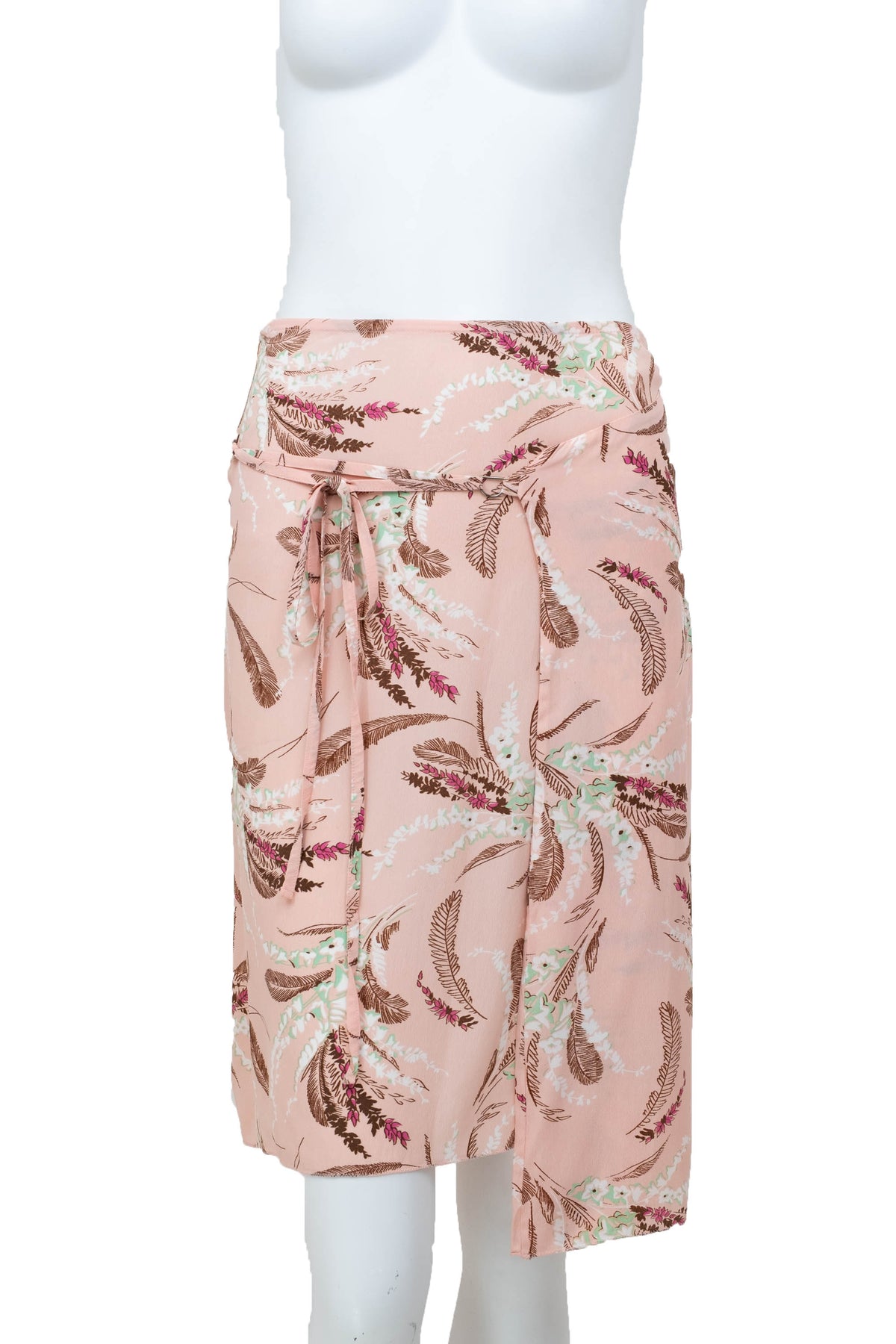 Blumarine Pink Floral Leaf Print Wrap Skirt Size 40/4