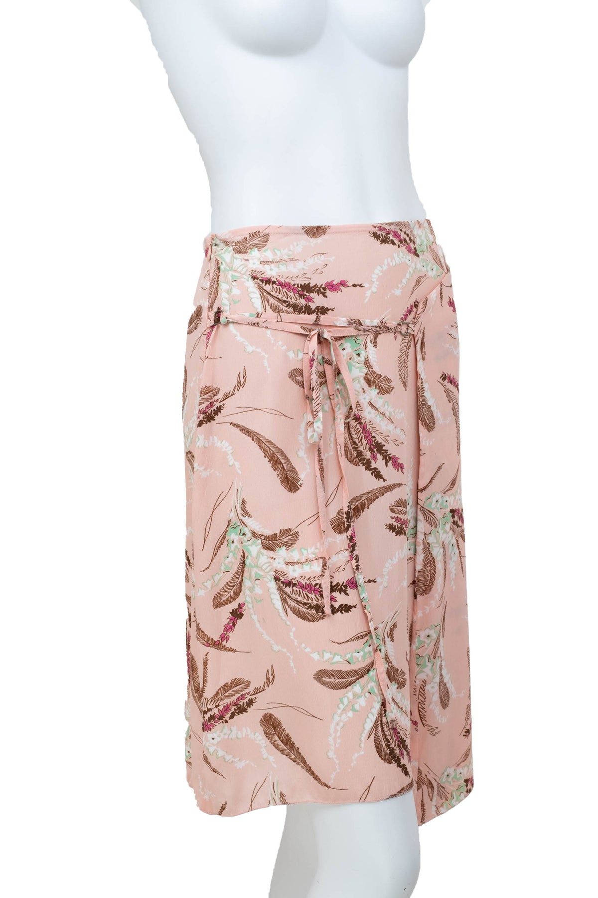 Blumarine Pink Floral Leaf Print Wrap Skirt Size 40/4
