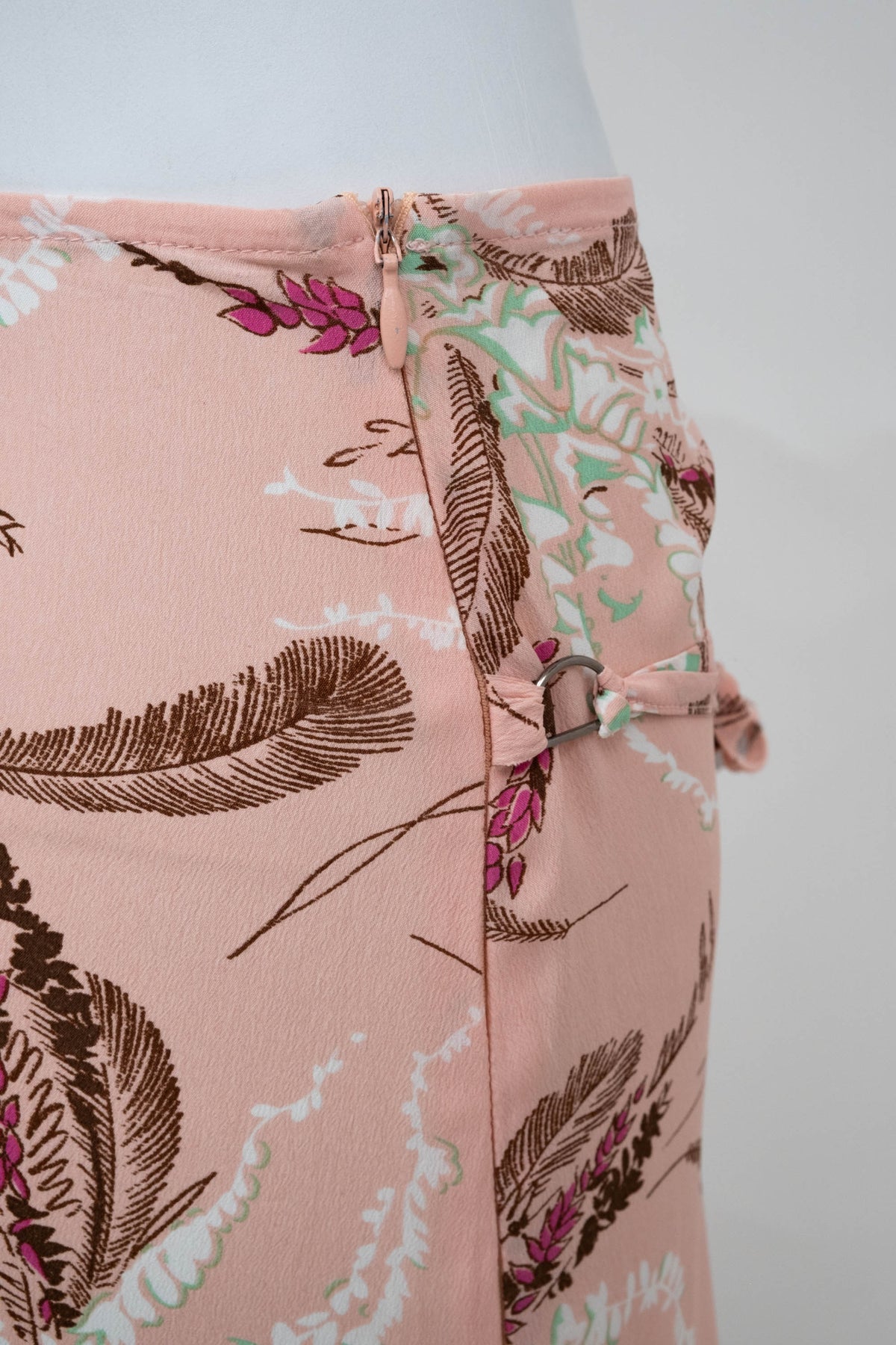 Blumarine Pink Floral Leaf Print Wrap Skirt Size 40/4