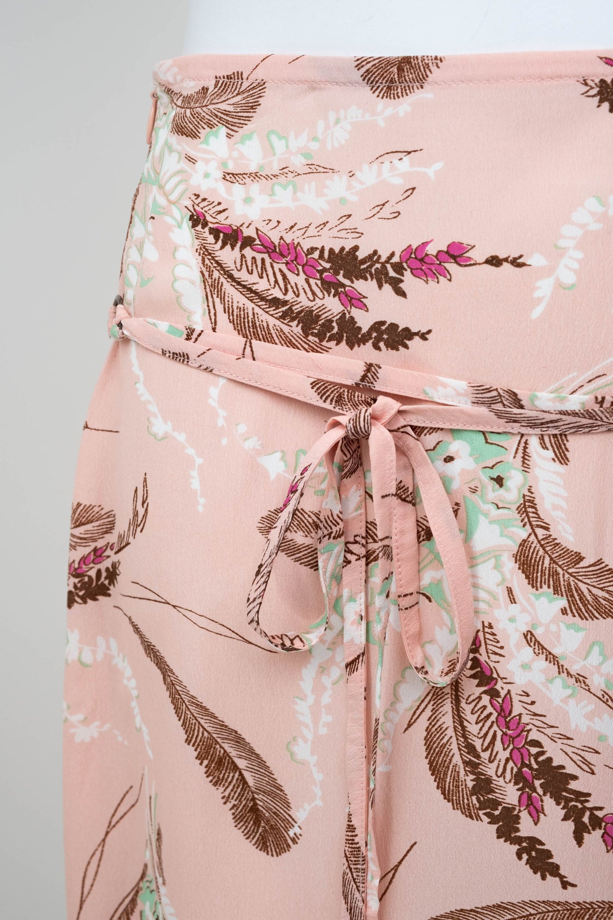 Blumarine Pink Floral Leaf Print Wrap Skirt Size 40/4
