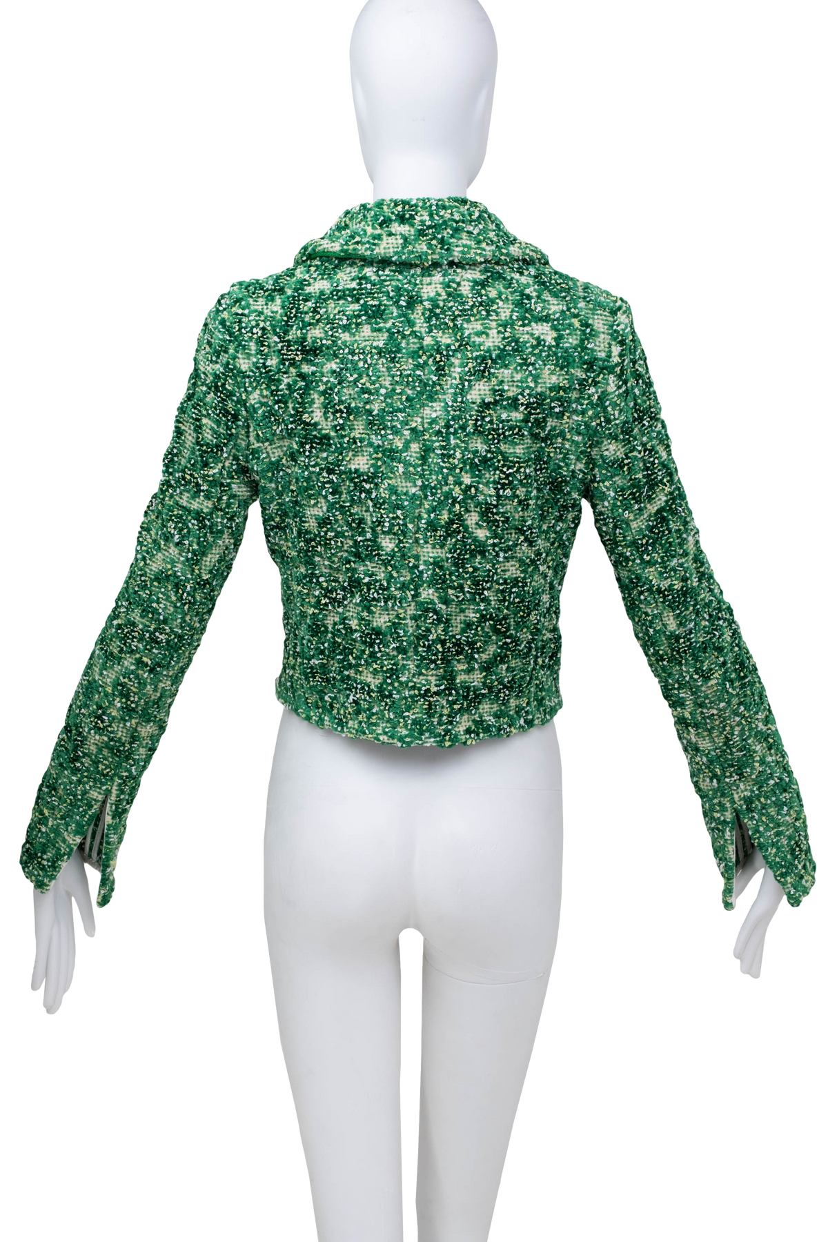 Bottega Veneta Green Chenille Boucle Cropped Jacket 2021 Size 38