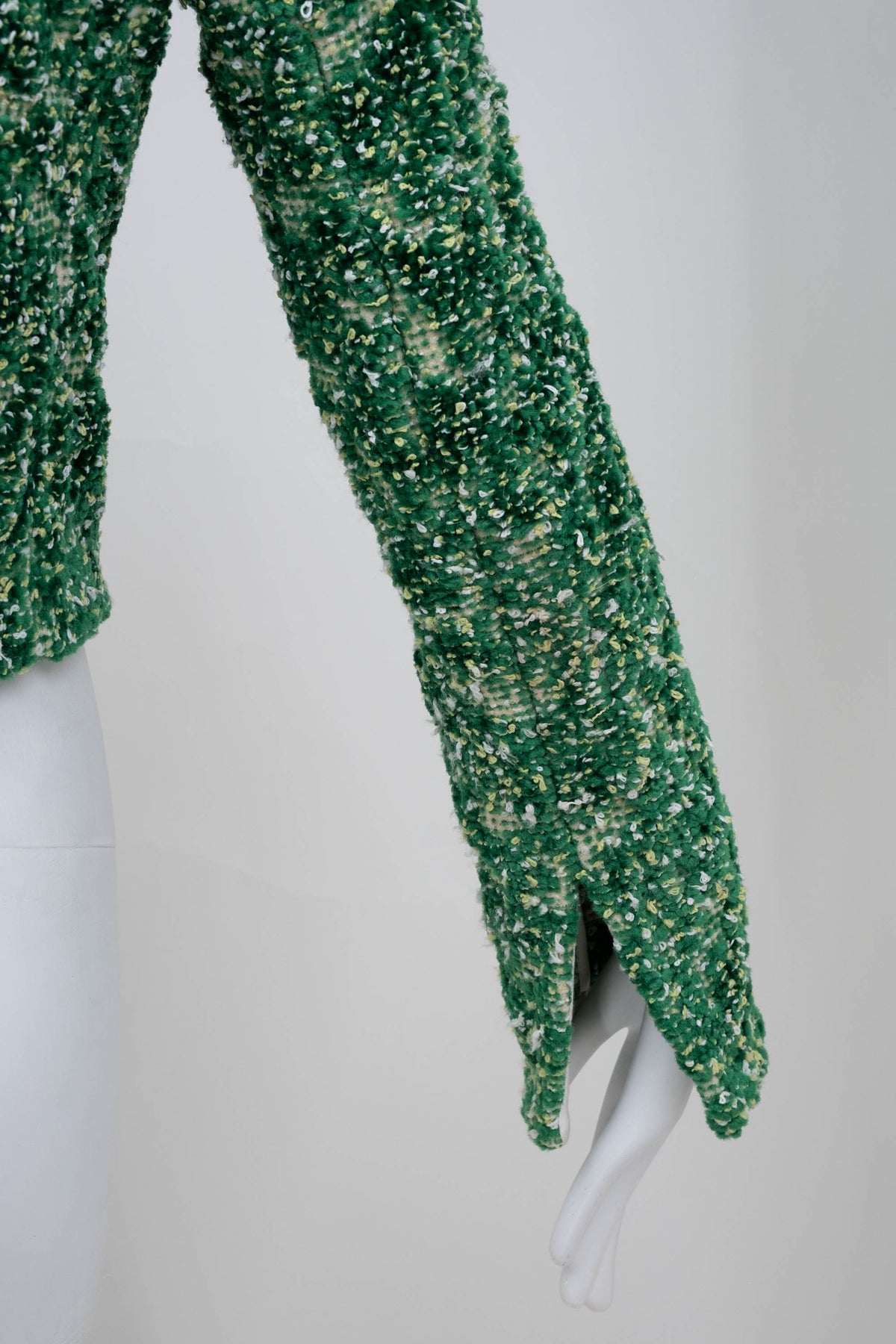 Bottega Veneta Green Chenille Boucle Cropped Jacket 2021 Size 38