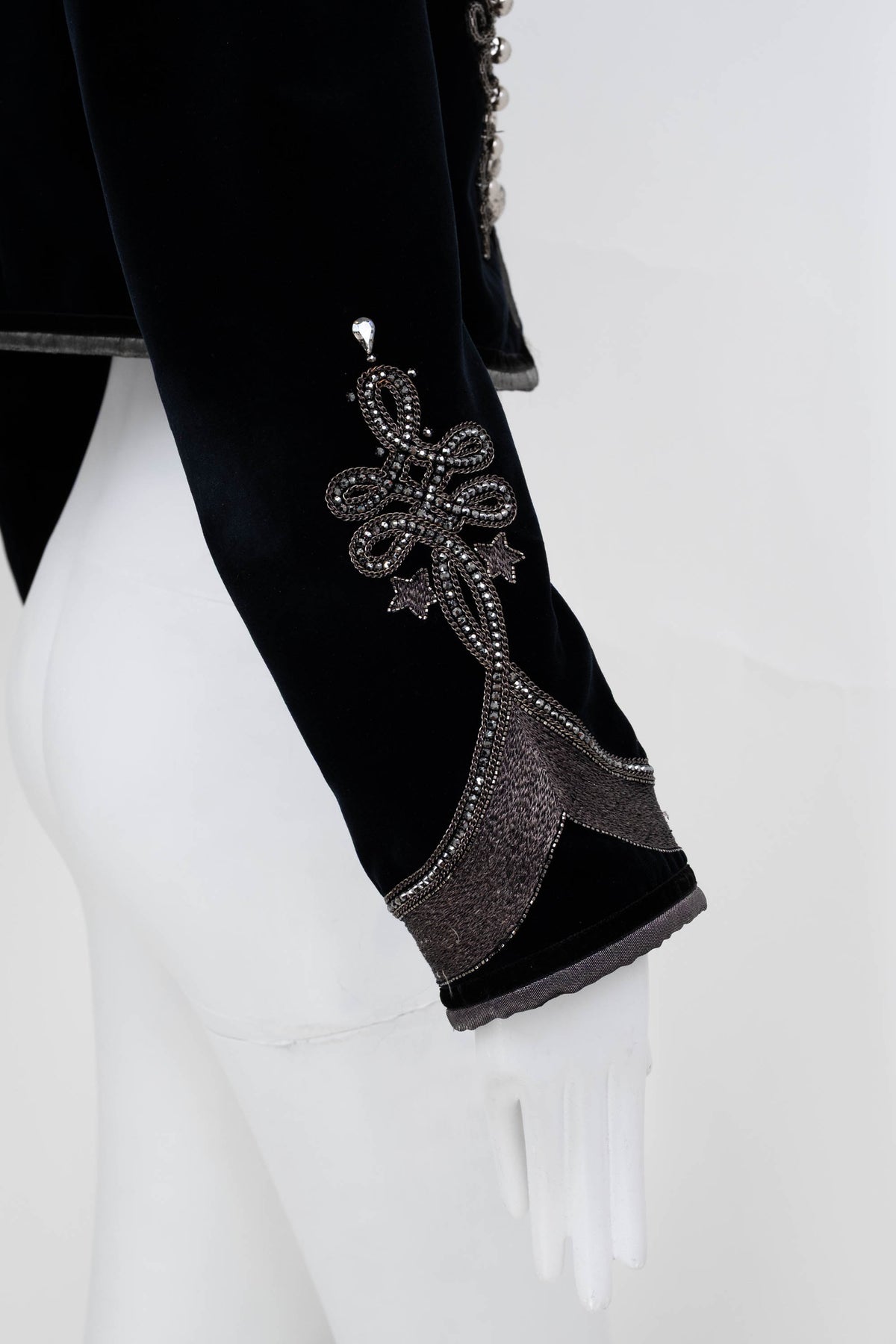 Roberto Cavalli Size 6 Black Silver Embellished Band Jacket 2016