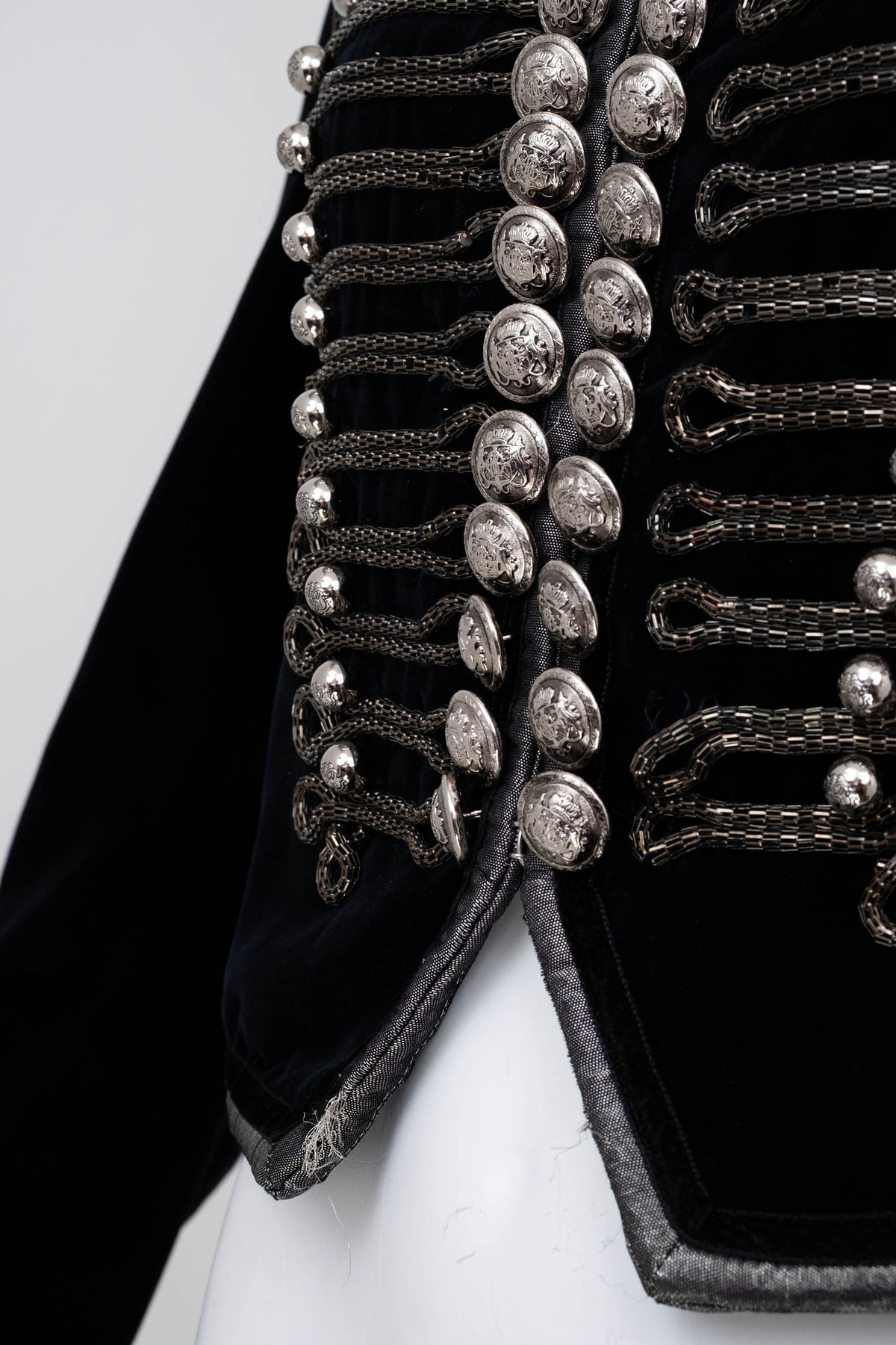 Roberto Cavalli Size 6 Black Silver Embellished Band Jacket 2016