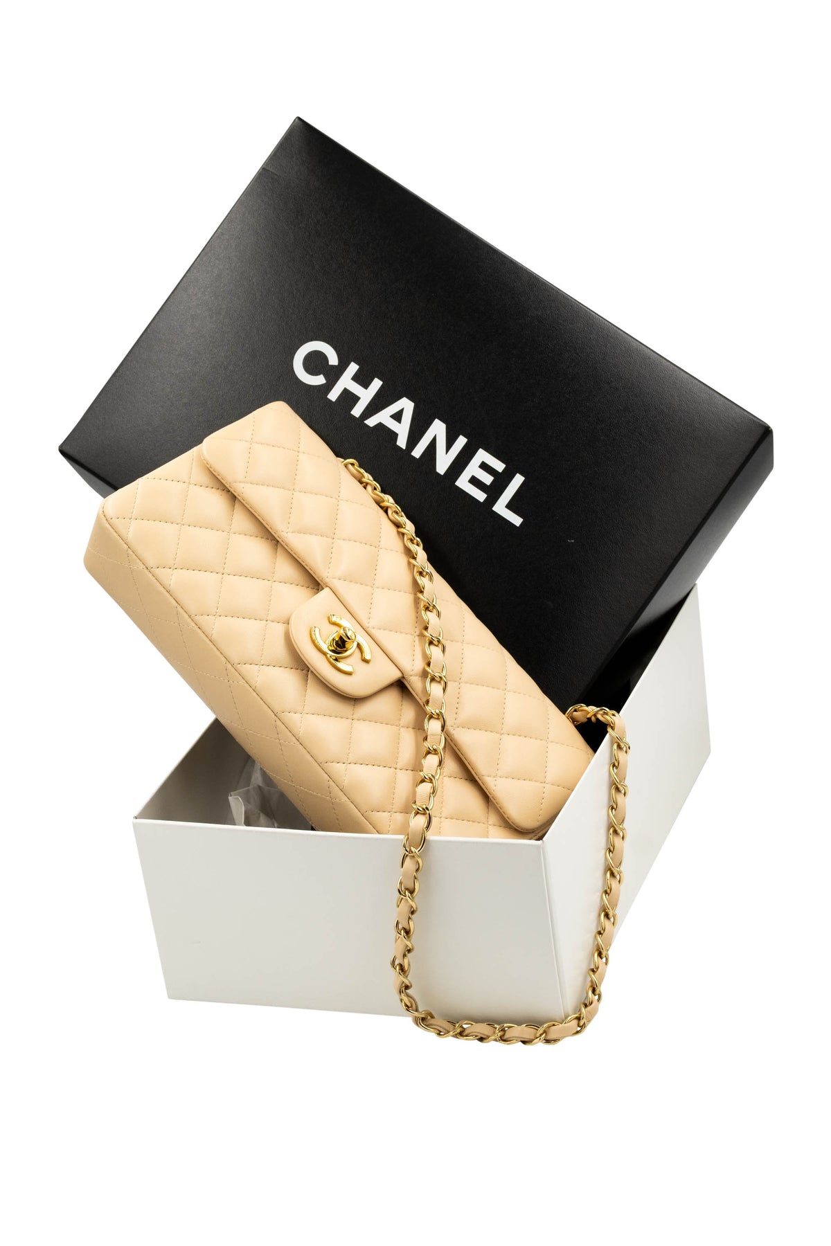 Chanel Vintage Quilted Nude Napa Leather East-West Flap Bag 2004