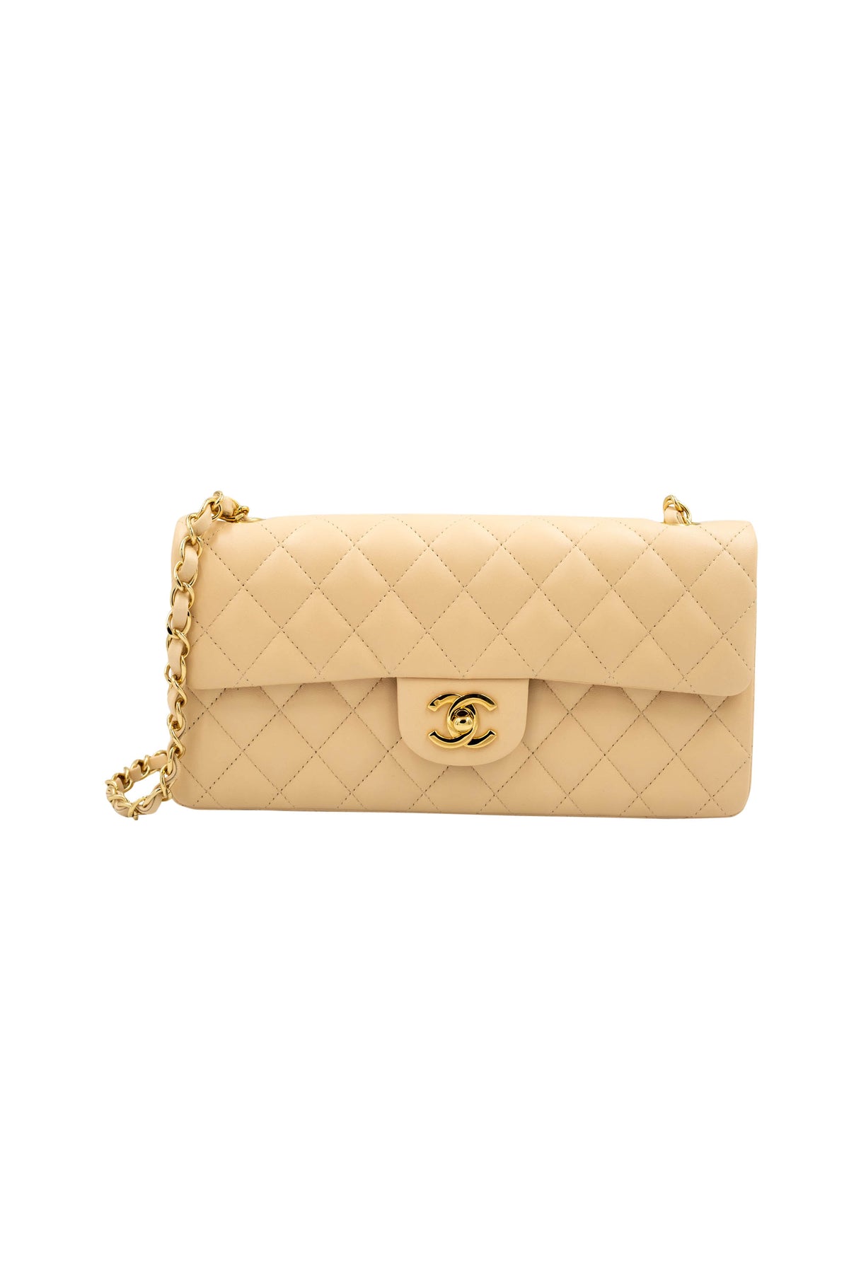 Chanel Vintage Quilted Nude Napa Leather East-West Flap Bag 2004