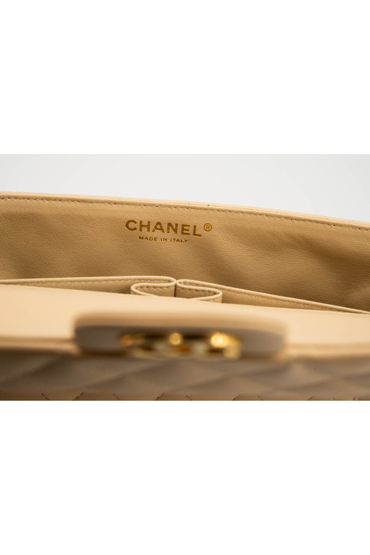 Chanel Vintage Quilted Nude Napa Leather East-West Flap Bag 2004