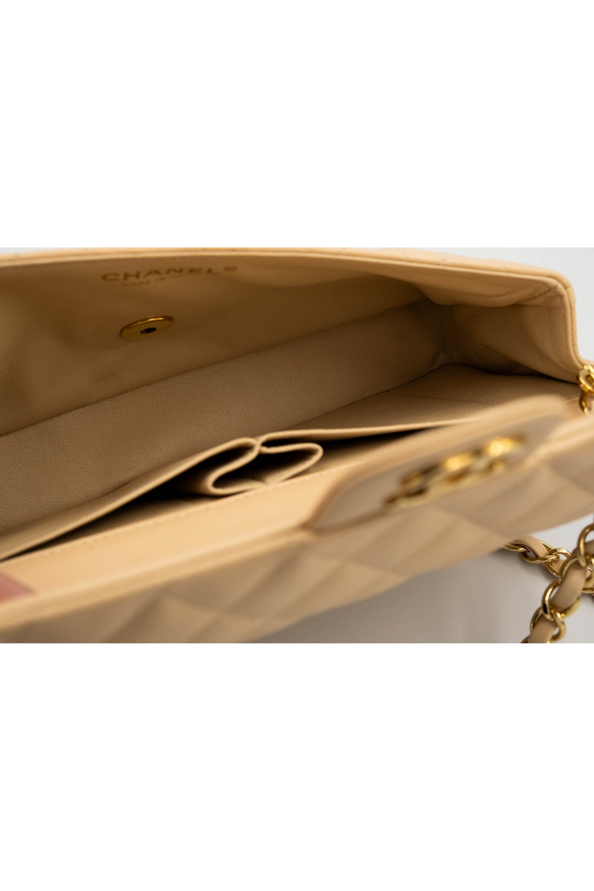 Chanel Vintage Quilted Nude Napa Leather East-West Flap Bag 2004