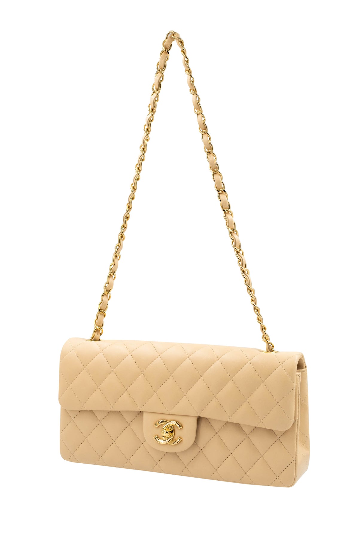 Chanel Vintage Quilted Nude Napa Leather East-West Flap Bag 2004