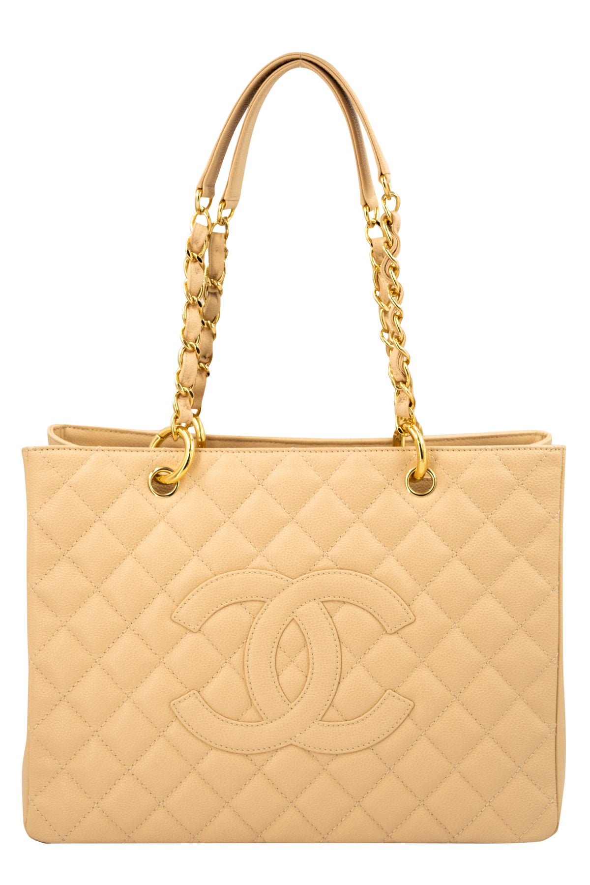 Chanel Grand Shopping Tote Nude Caviar Leather With Gold Hardware