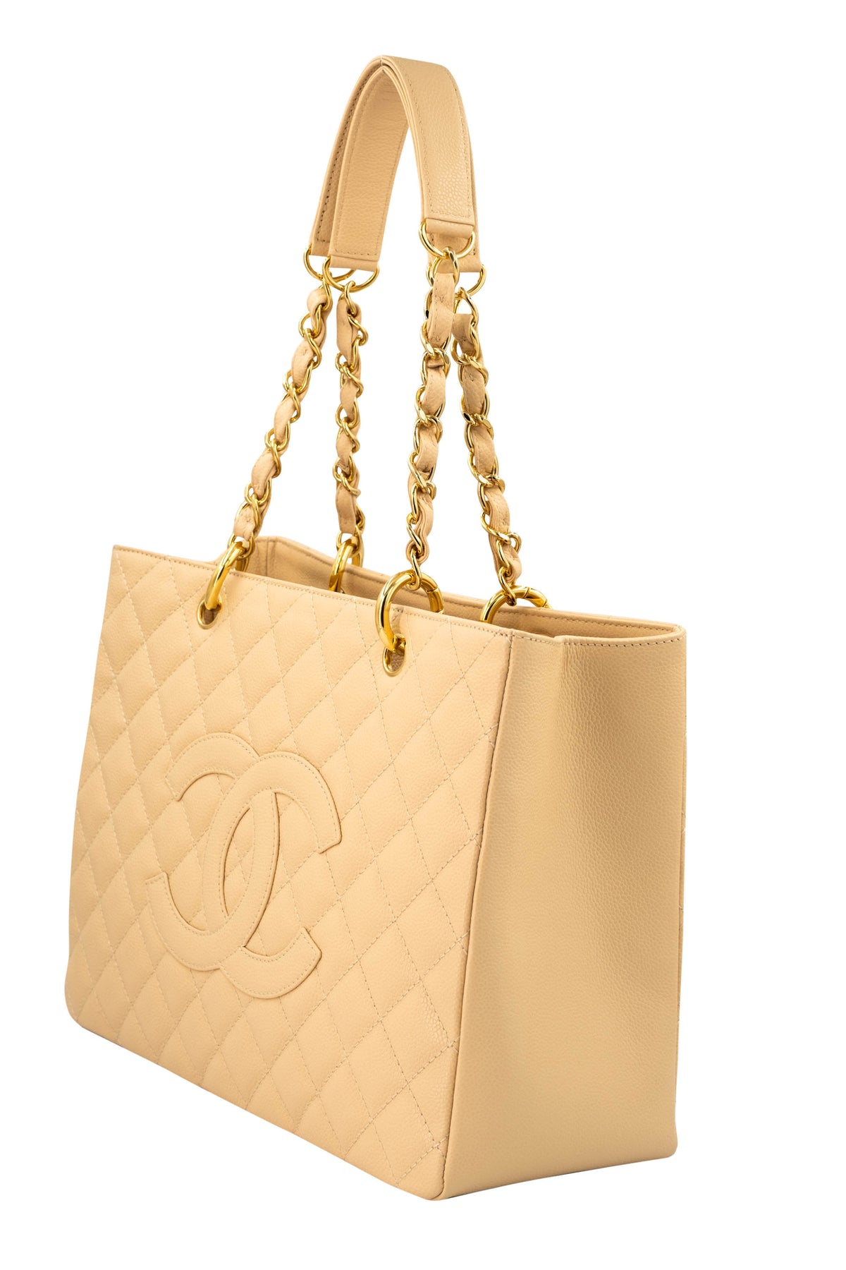 Chanel Grand Shopping Tote Nude Caviar Leather With Gold Hardware
