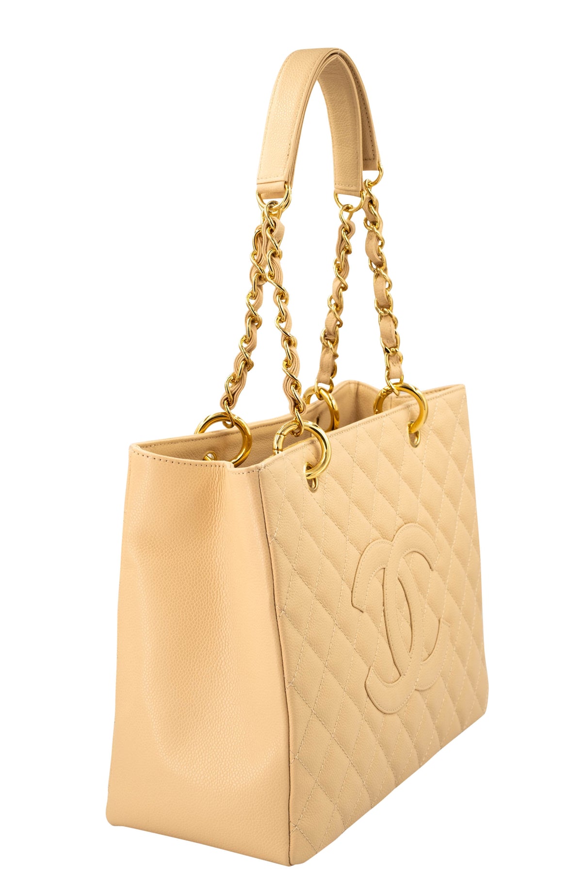 Chanel Grand Shopping Tote Nude Caviar Leather With Gold Hardware