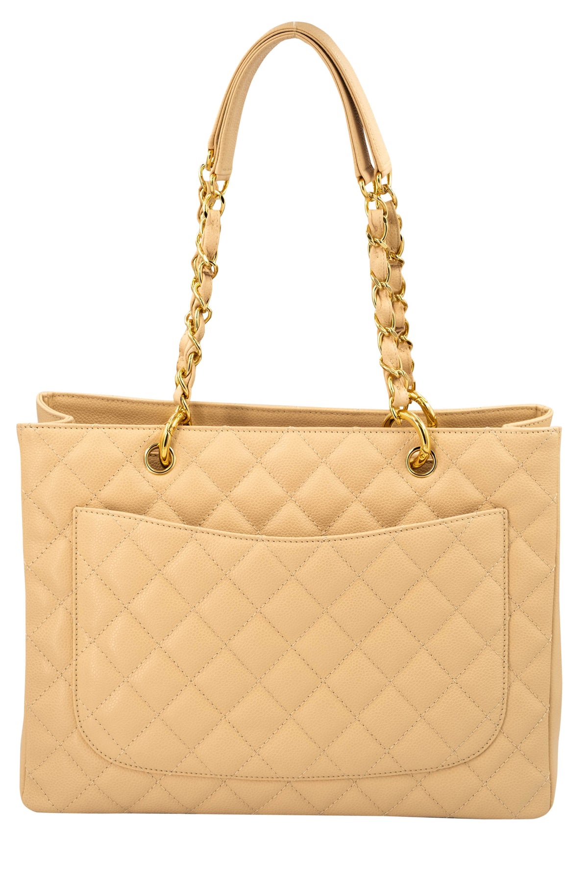 Chanel Grand Shopping Tote Nude Caviar Leather With Gold Hardware