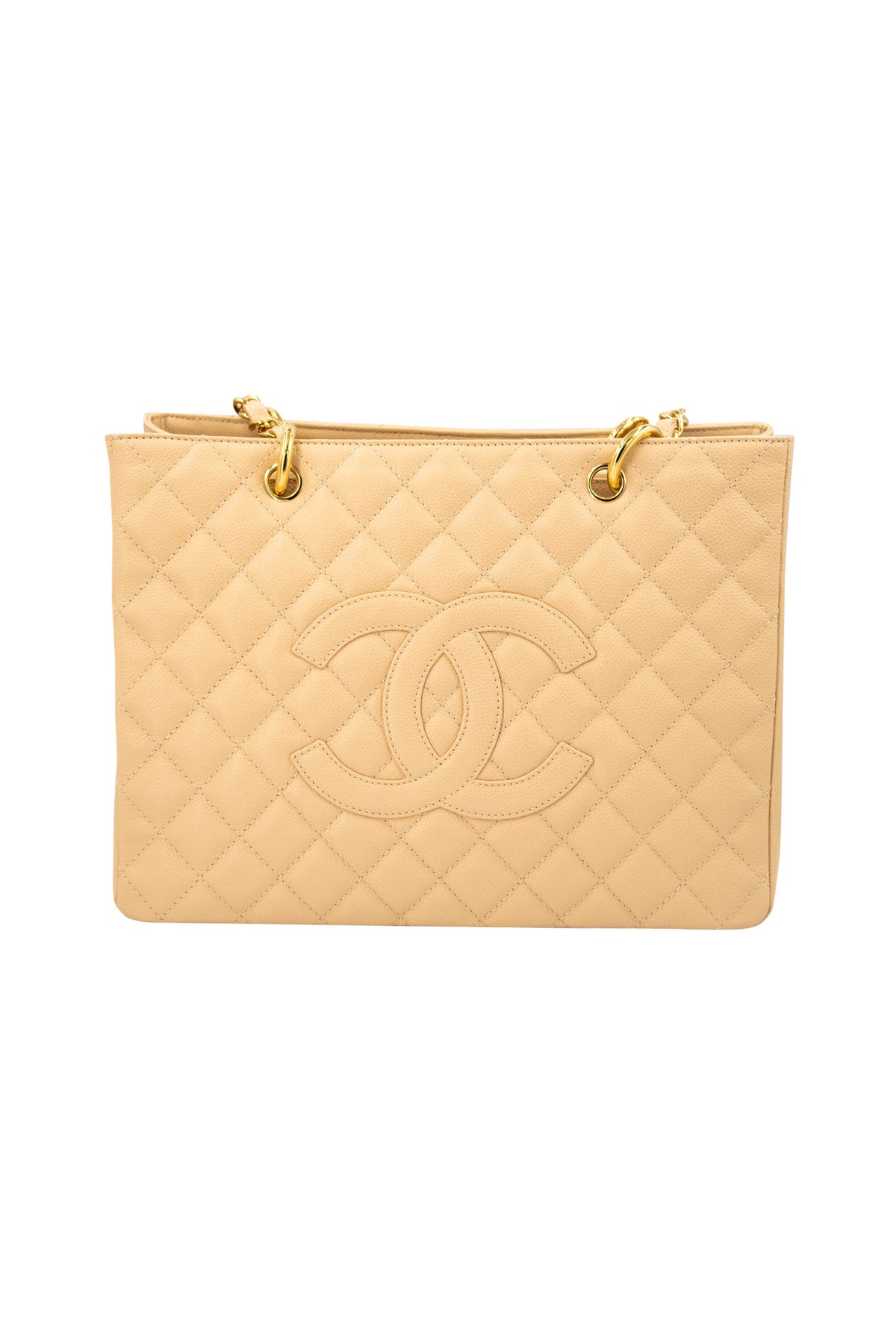 Chanel Grand Shopping Tote Nude Caviar Leather With Gold Hardware