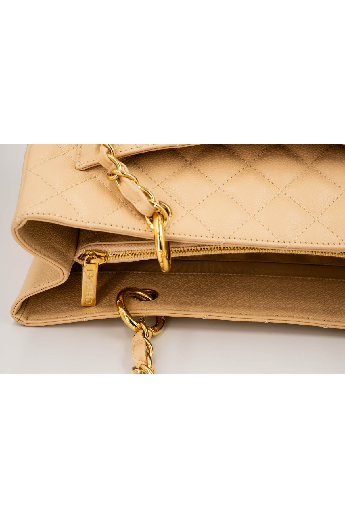 Chanel Grand Shopping Tote Nude Caviar Leather With Gold Hardware