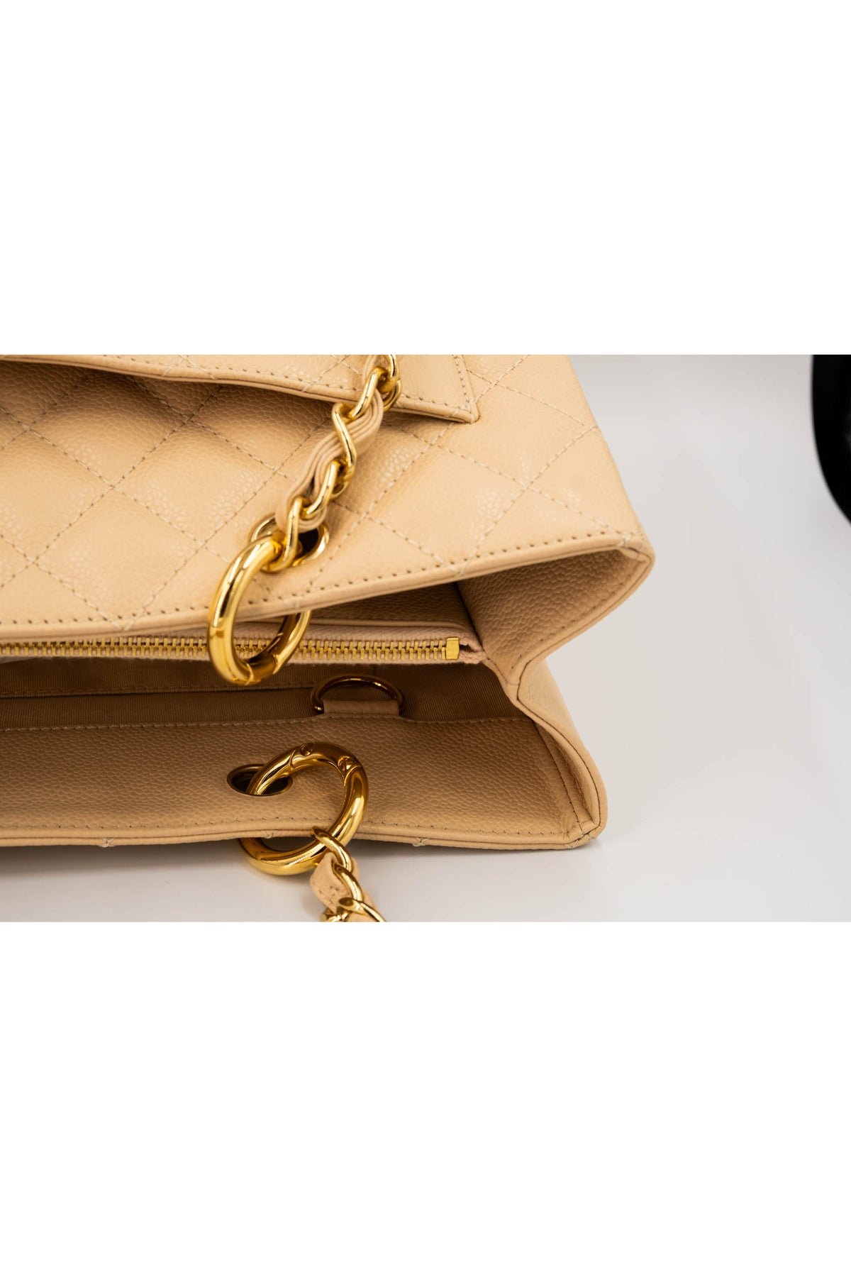 Chanel Grand Shopping Tote Nude Caviar Leather With Gold Hardware