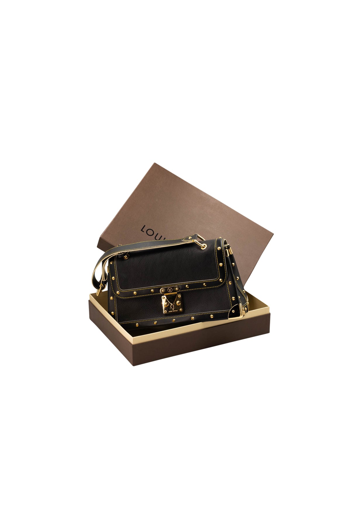 Louis Vuitton Black Suhali Leather Studded Flap Bag 2003