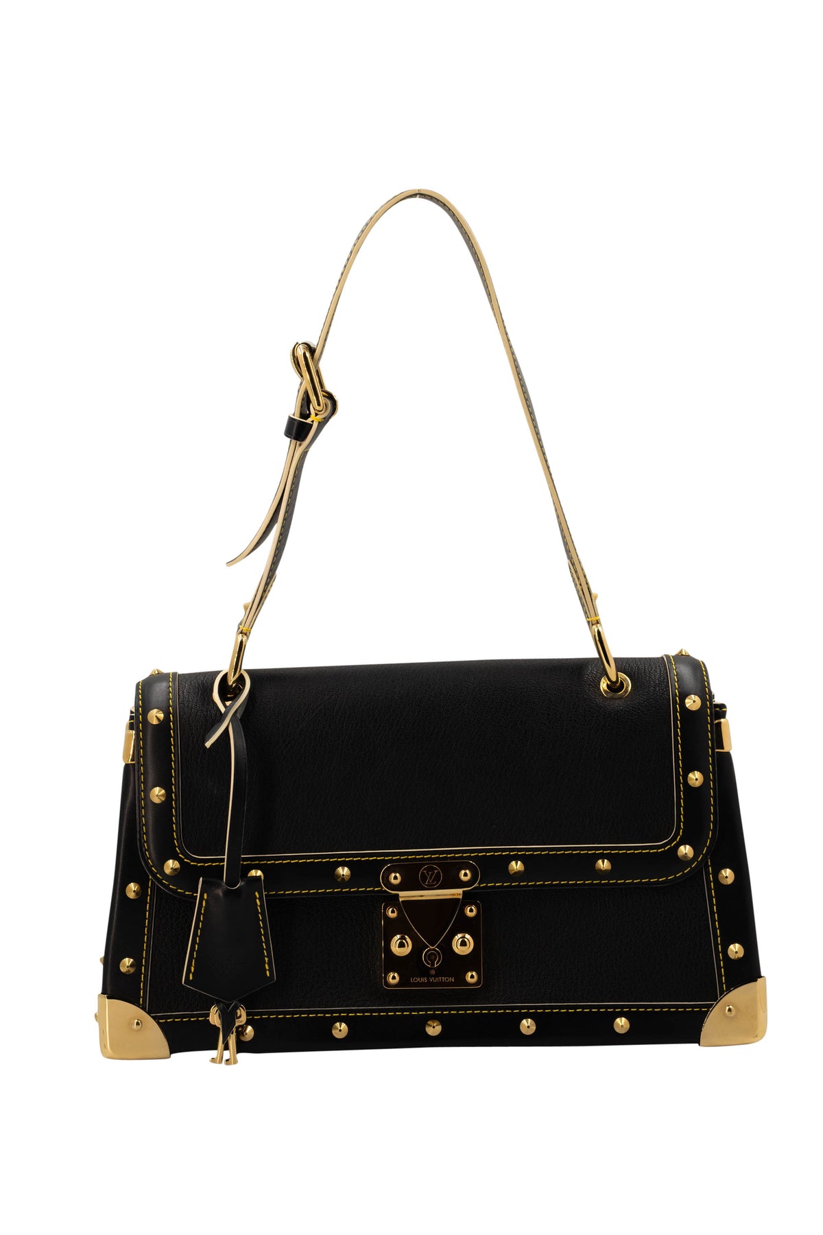 Louis Vuitton Black Suhali Leather Studded Flap Bag 2003