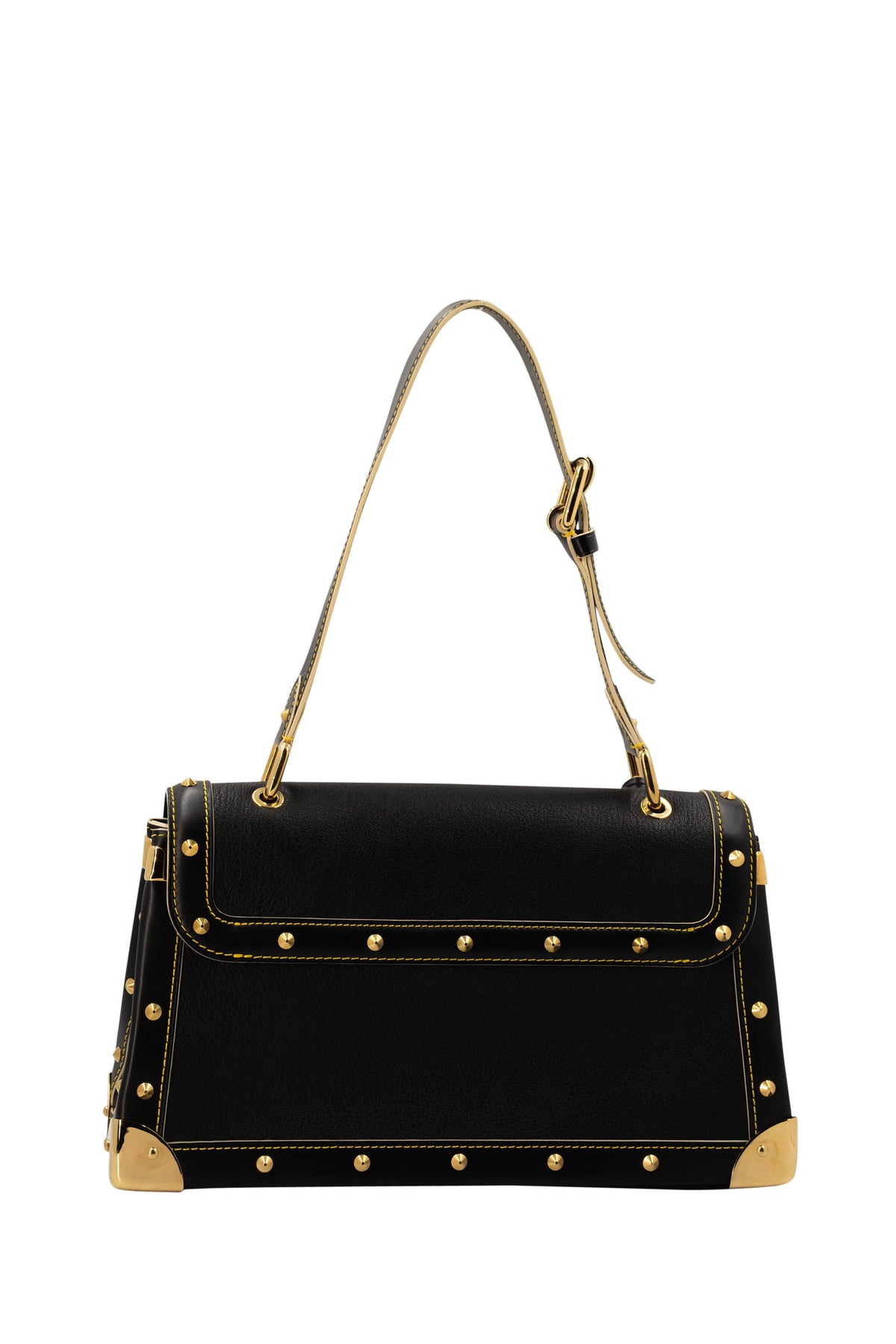 Louis Vuitton Black Suhali Leather Studded Flap Bag 2003