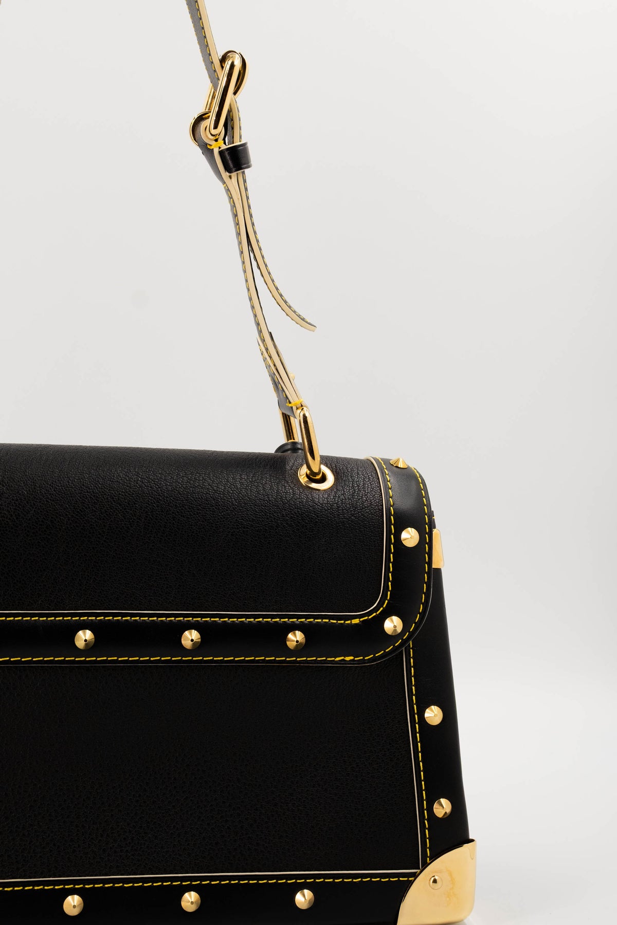 Louis Vuitton Black Suhali Leather Studded Flap Bag 2003