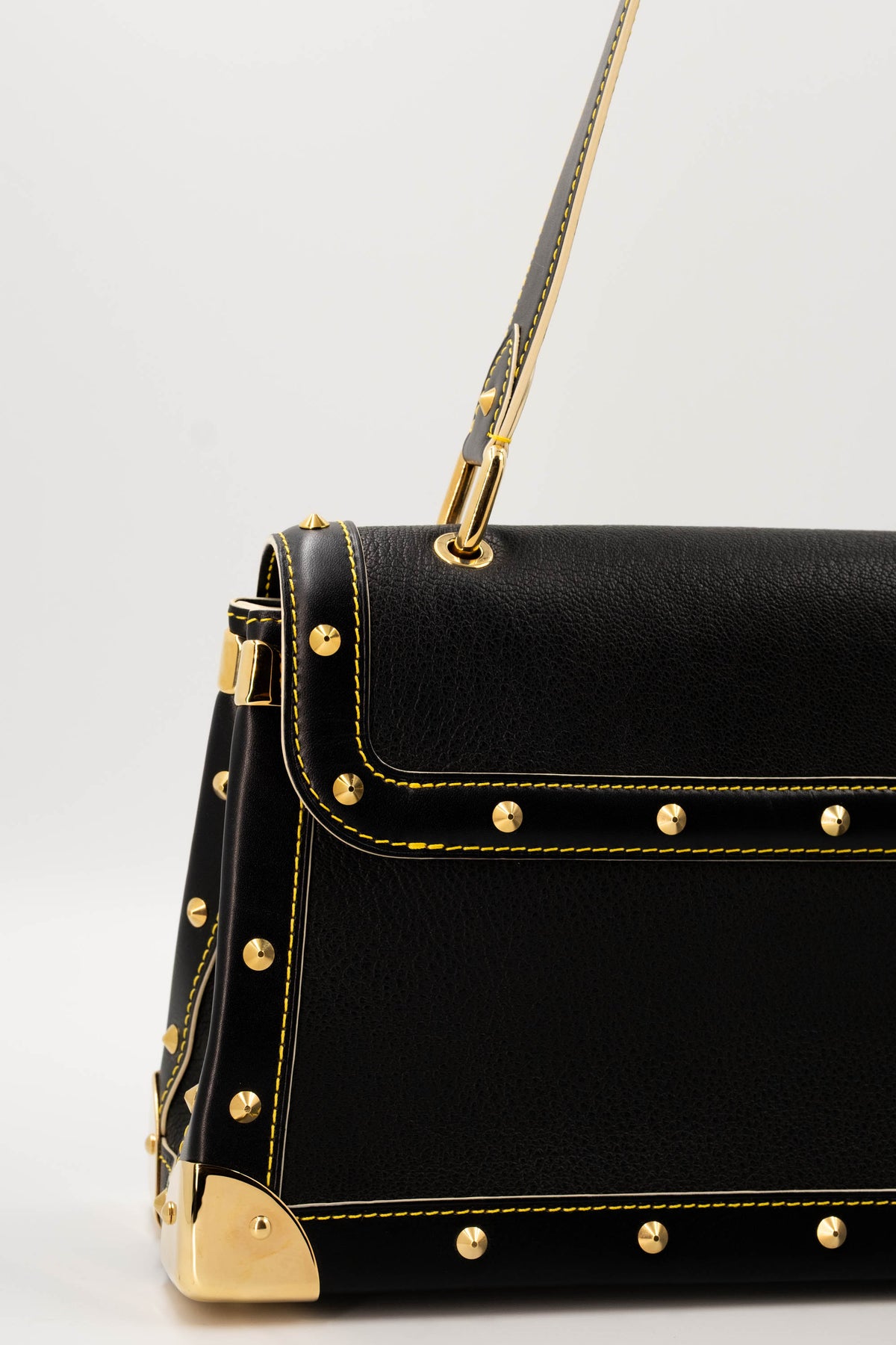 Louis Vuitton Black Suhali Leather Studded Flap Bag 2003