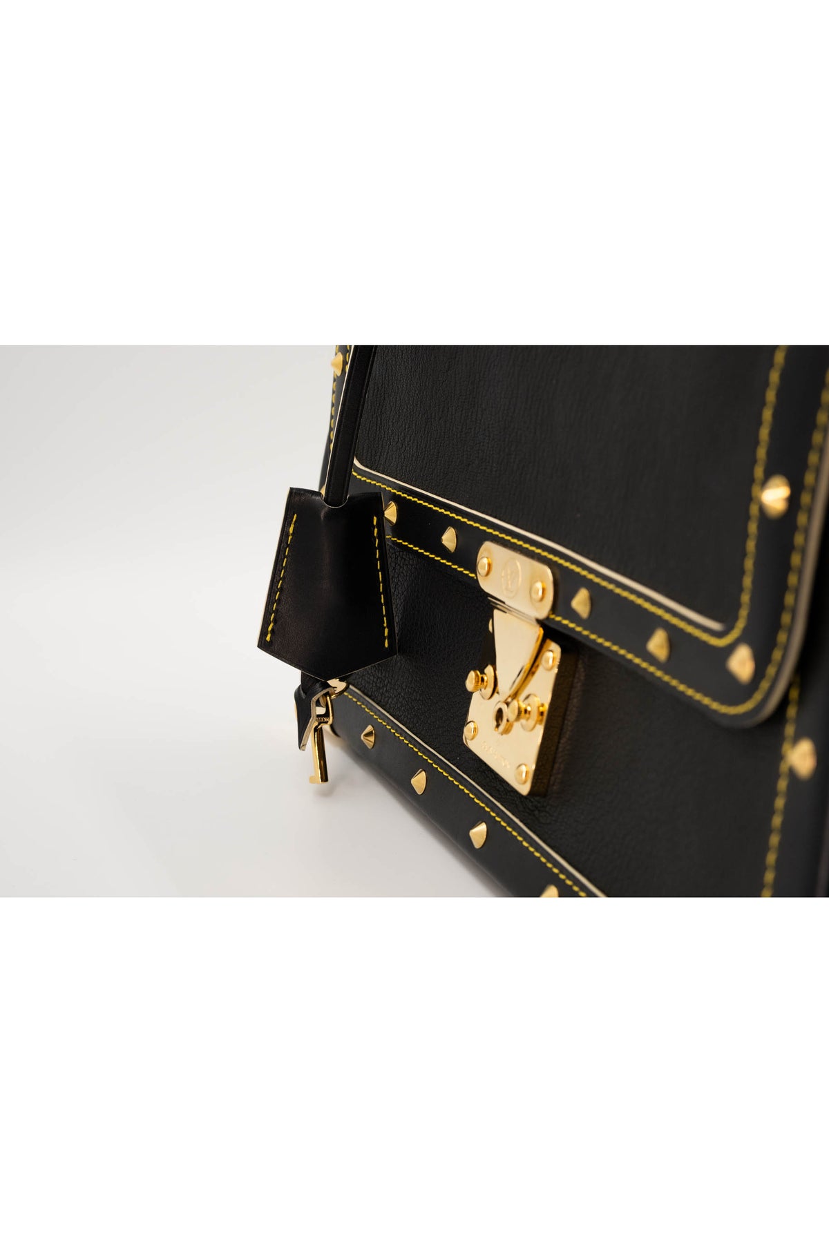 Louis Vuitton Black Suhali Leather Studded Flap Bag 2003