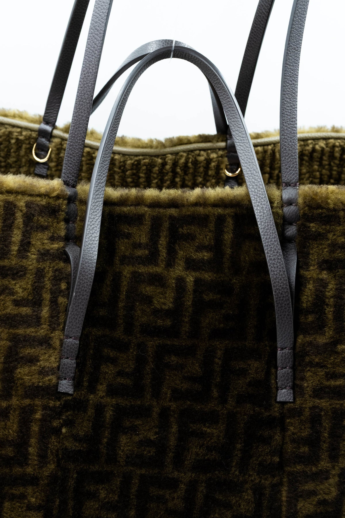 Fendi Olive and Brown Reversible Shearling Tote