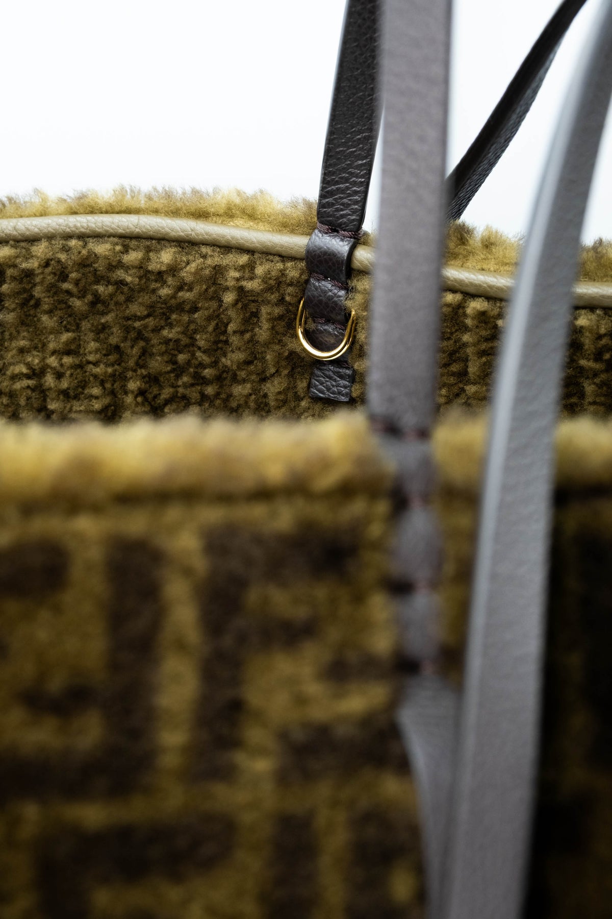 Fendi Olive and Brown Reversible Shearling Tote