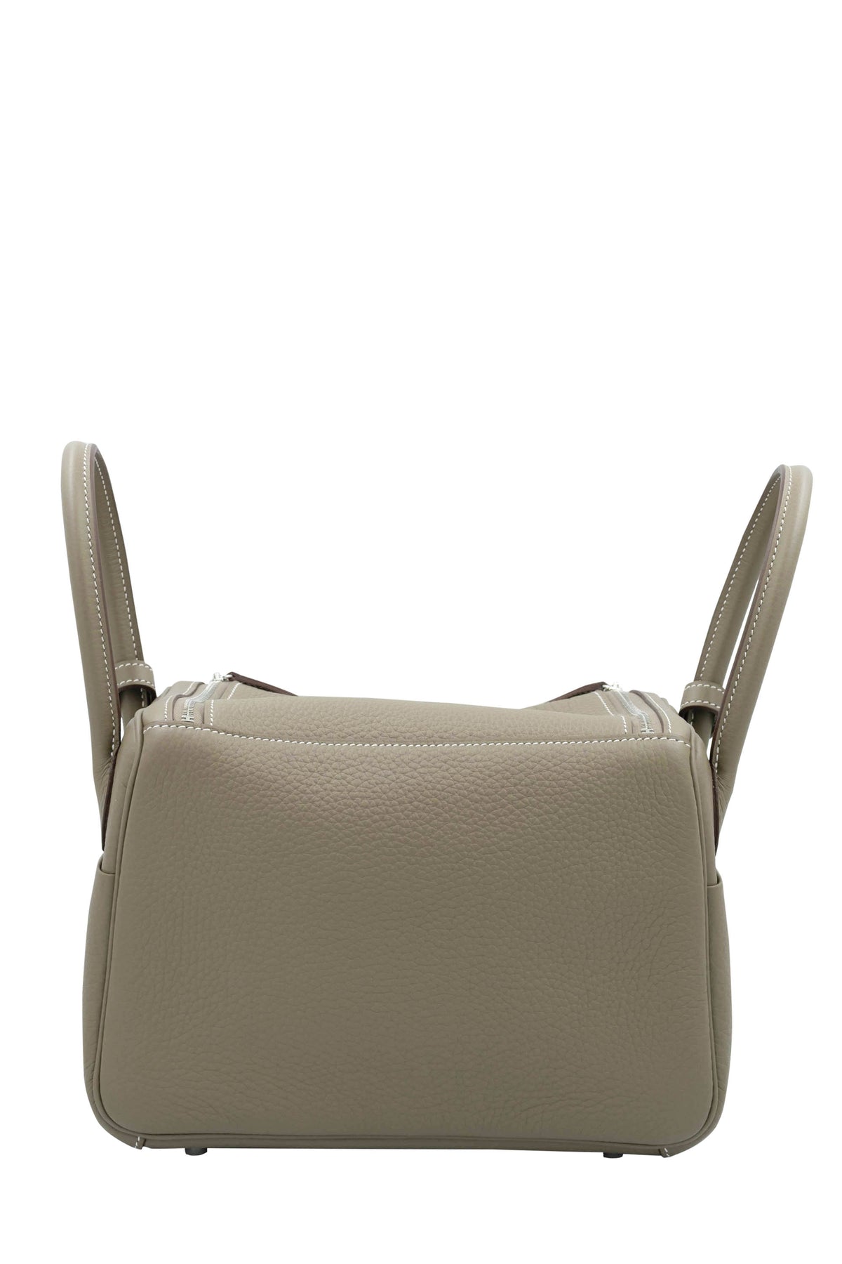 Hermes Etoupe Taurillion Clemence Lindy Dual Handle Shoulder Bag Purse 2025.