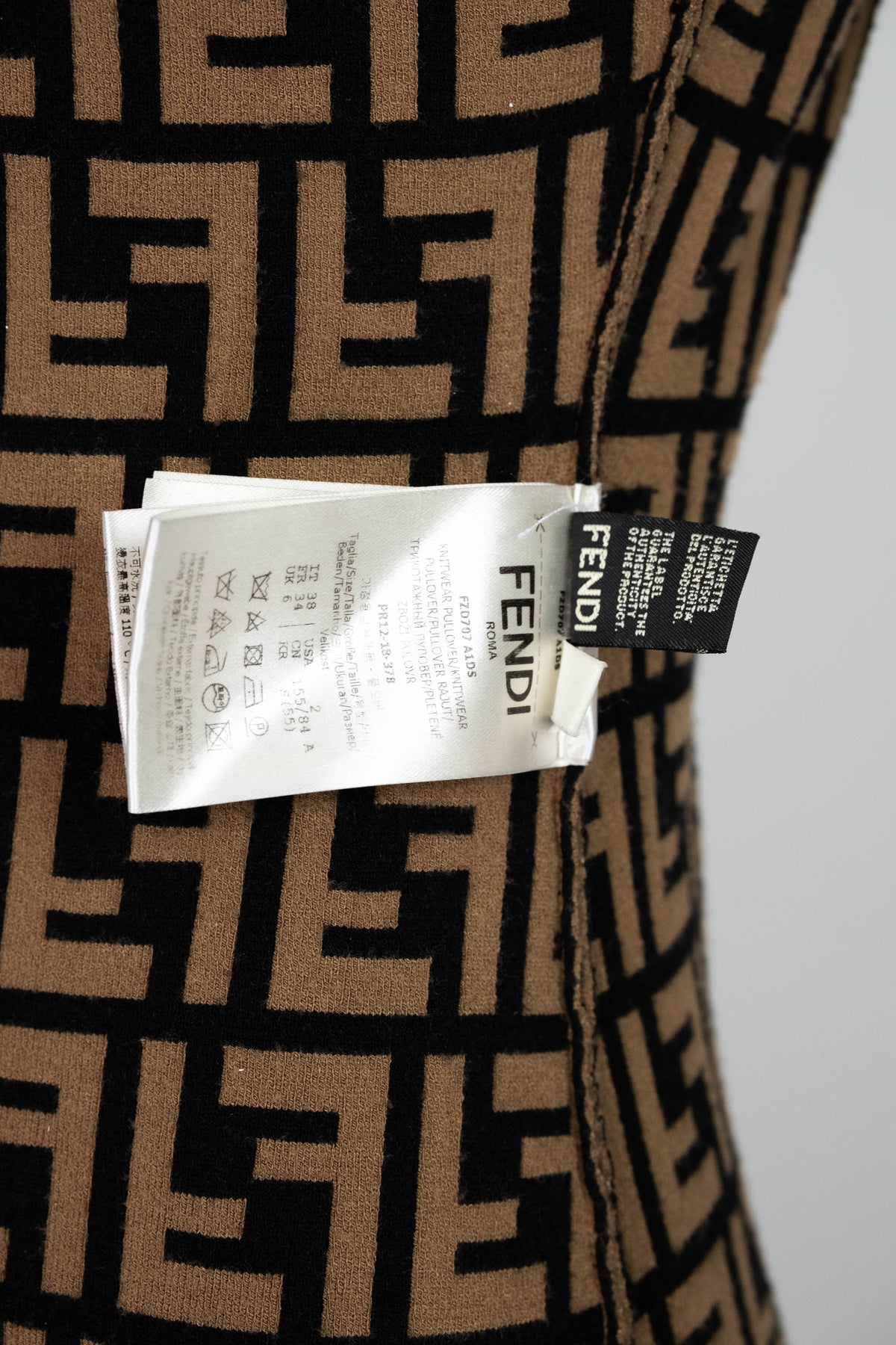 Fendi Short Sleeve Dress Zucca Pattern Size 38